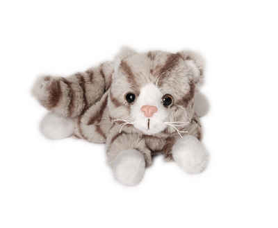 inware Kuscheltier INWARE Katze liegend grau gestreift 15 cm