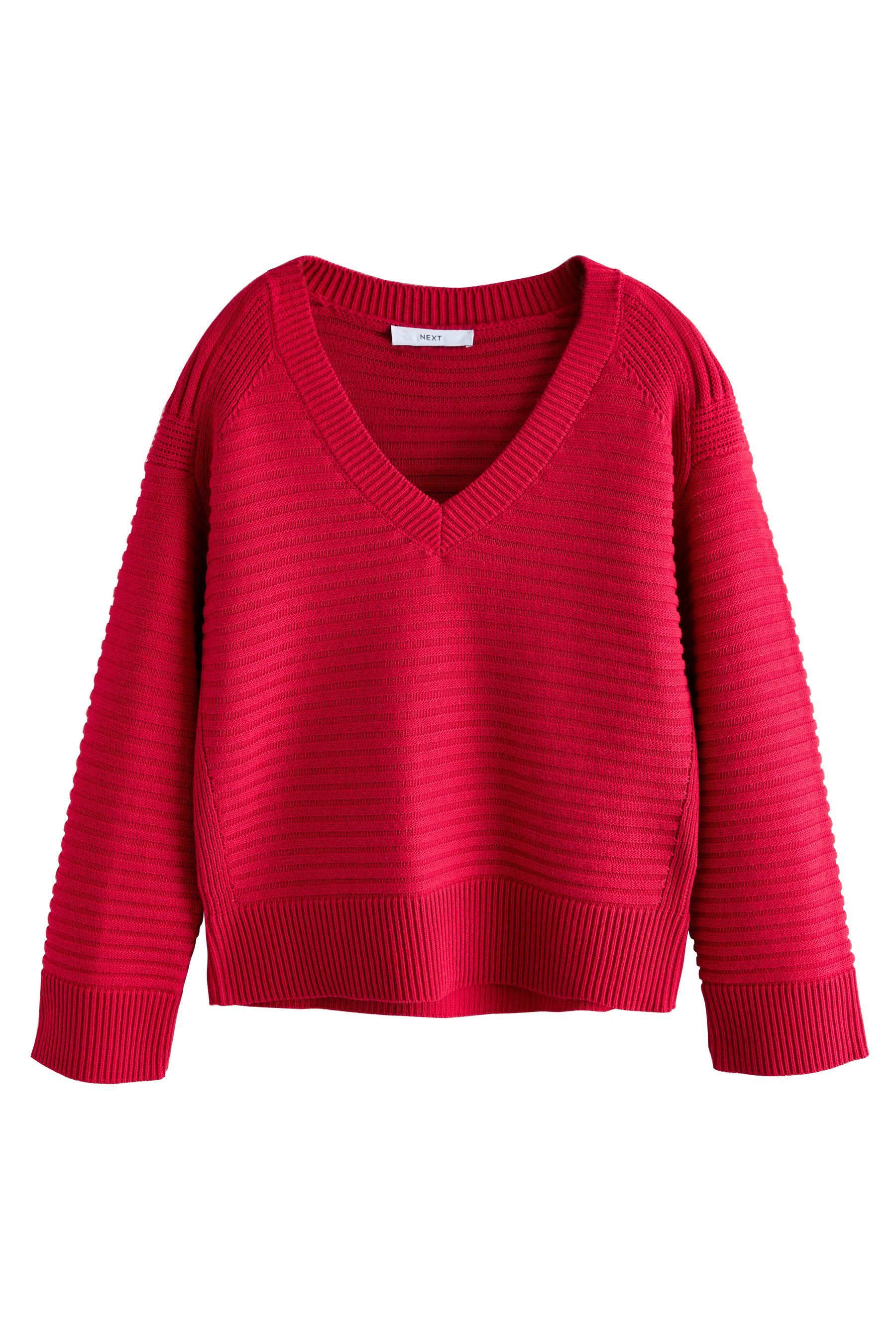 Next V-Ausschnitt-Pullover Gerippter Strickpullover mit V-Ausschnitt (1-tlg günstig online kaufen