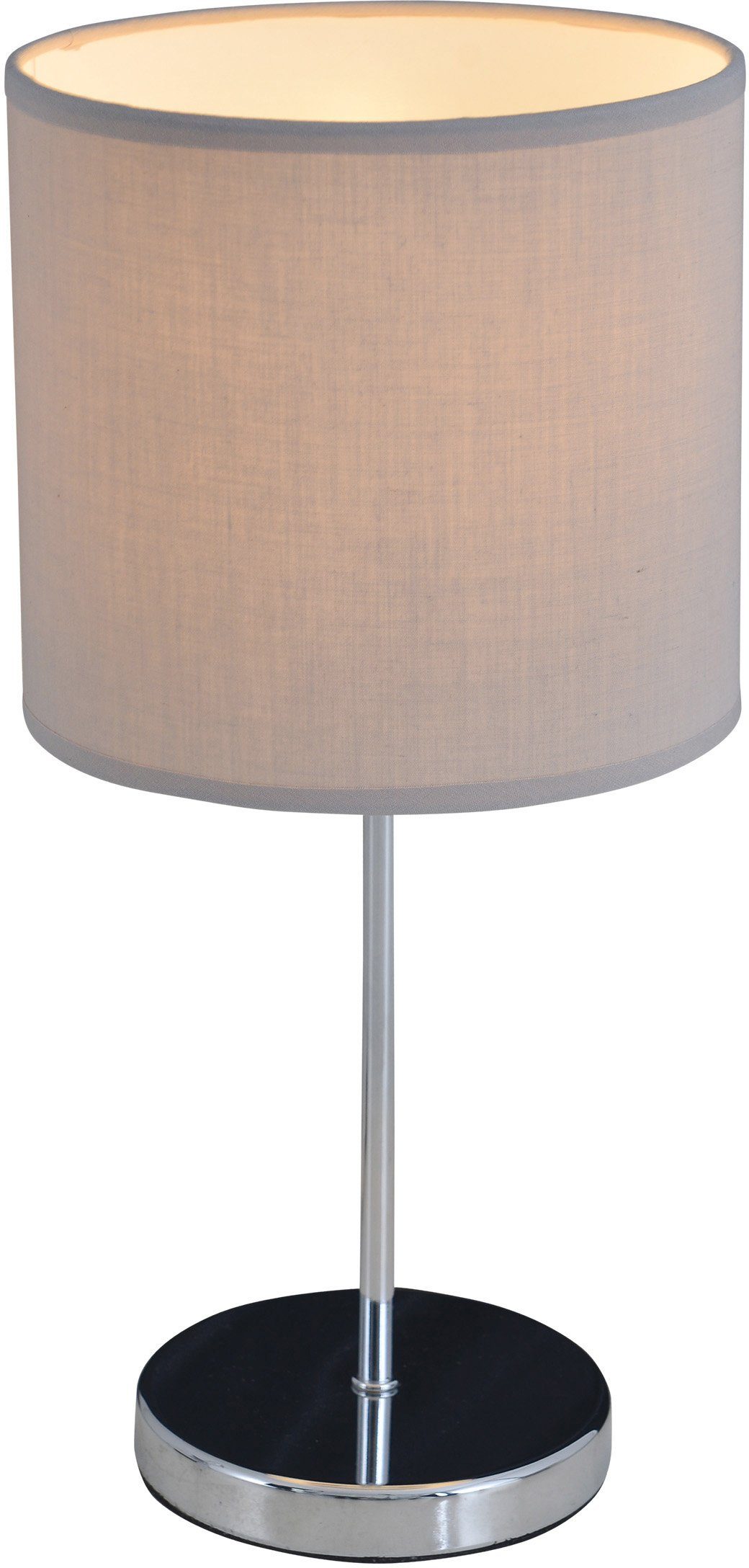 näve Tischleuchte New York, ohne Leuchtmittel, Höhe 38,5cm Ø 18,5cm excl. 1x E27/max. 40W Schirm grau Gestell chrom