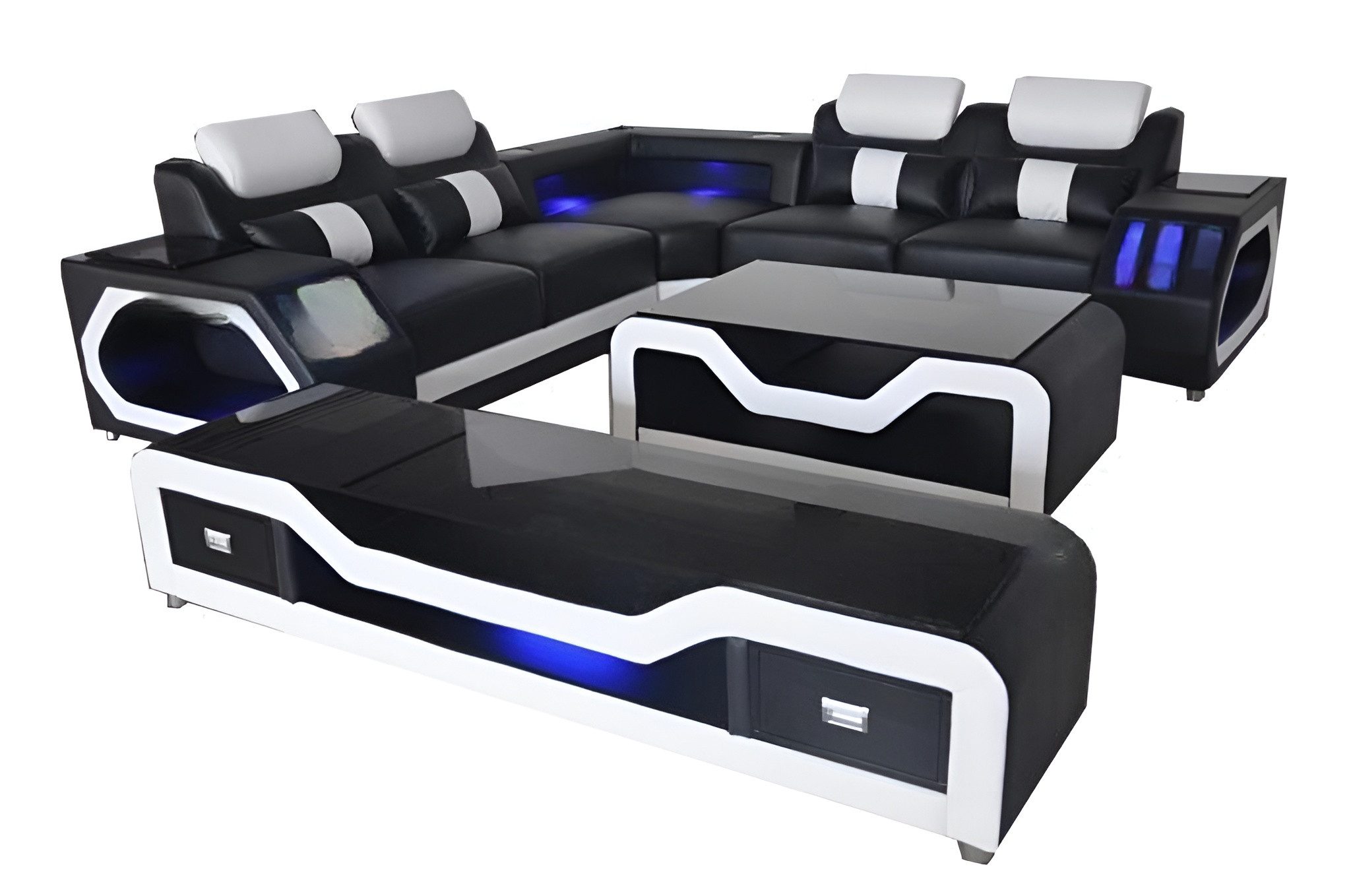 Xlmoebel Ecksofa L-Form Ledercouch mit USB, Bluetooth und Soundsystem, Hergestellt in Europa