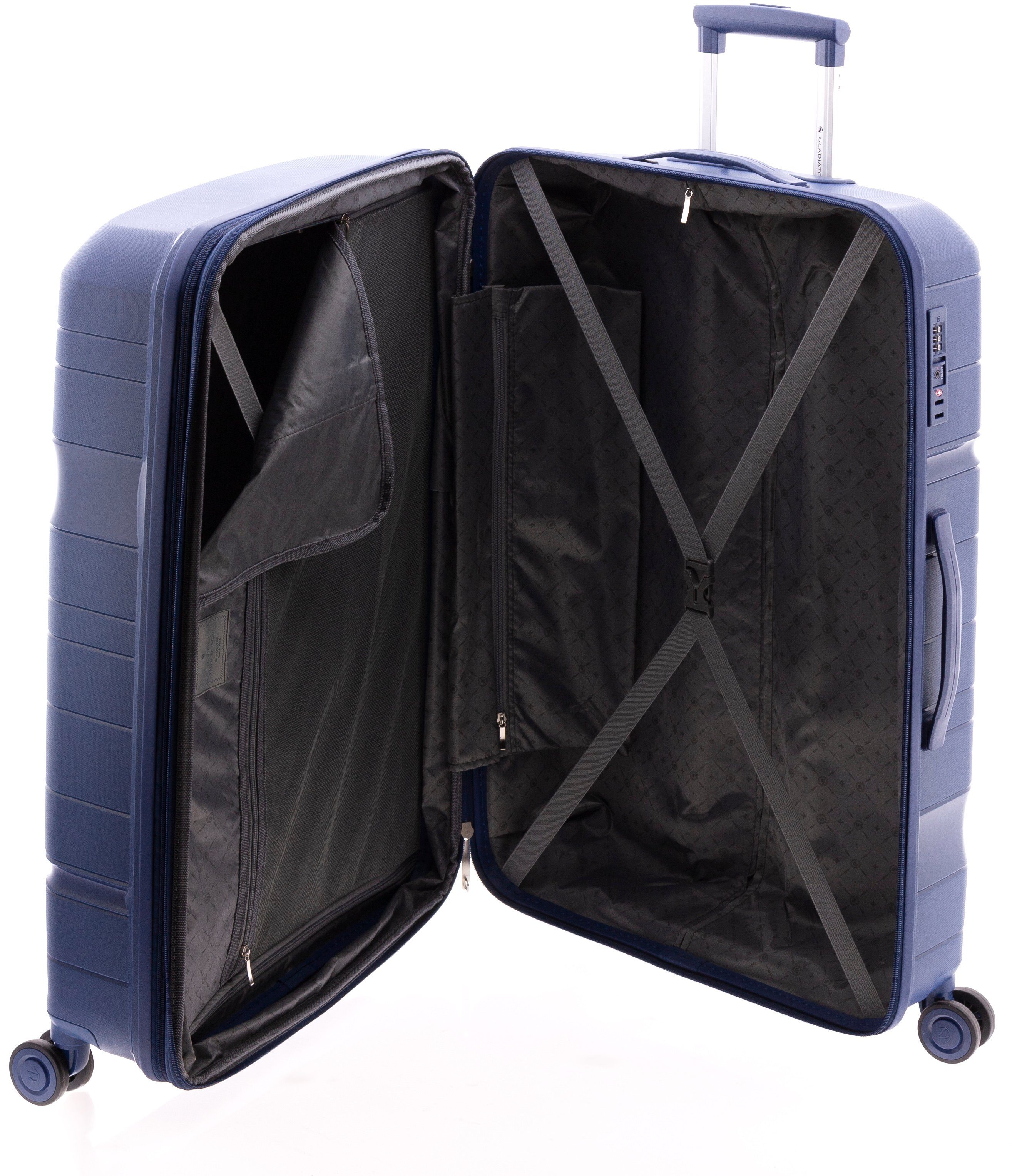 GLADIATOR Hartschalen-Trolley Koffer XL - 77 cm, 4 Rollen, TSA-Schloss, Dehnfalte, div. Farben