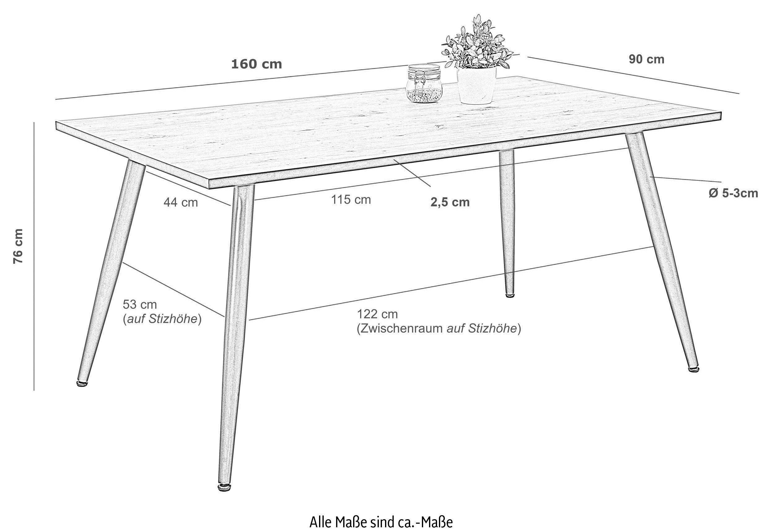 HELA Esstisch, 160 cm Breite