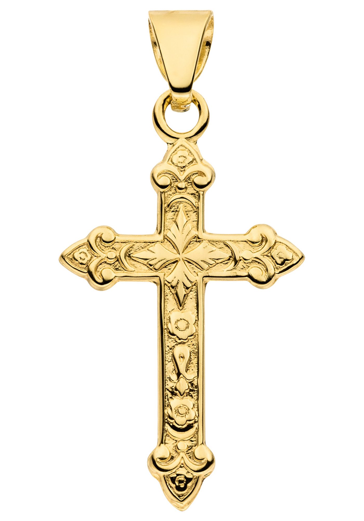 JOBO Kreuzanhänger Anhänger Kreuz Goldkreuz mit Ornament 17 mm, 8 Karat 333 Gold