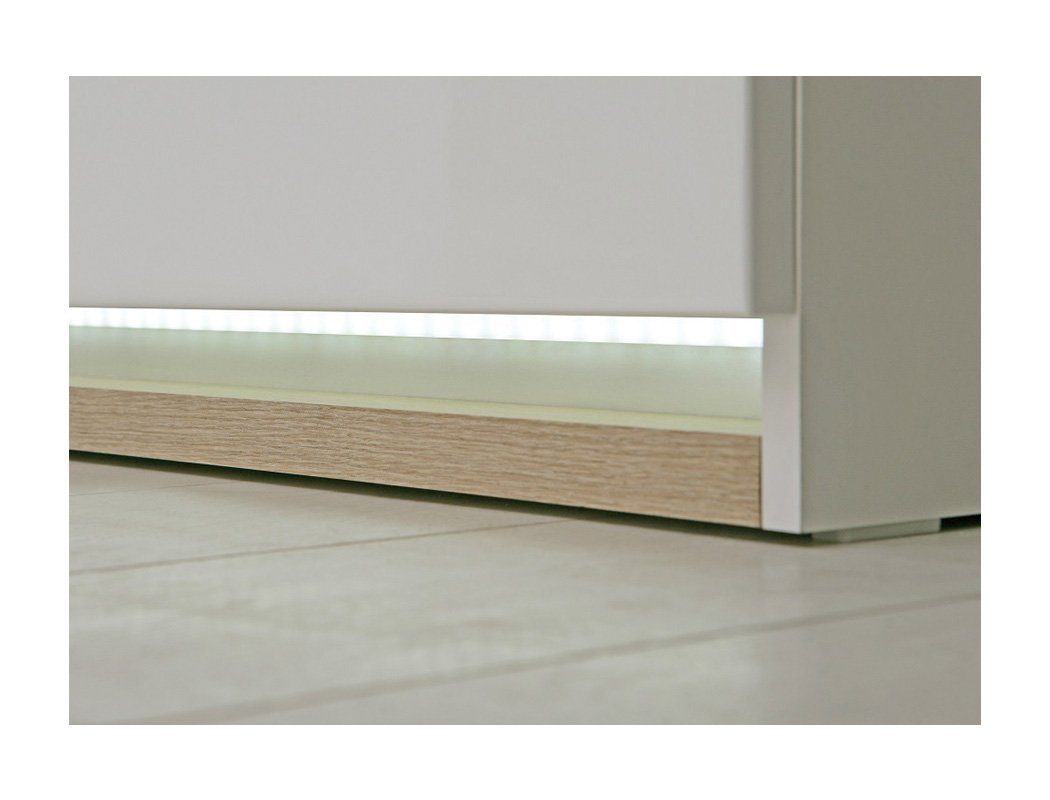 (Spar-Set, weiß 4-St), mit LED-Beleuchtung Eiche / 20, Sonoma Aubry expendio Hochglanz Wohnwand