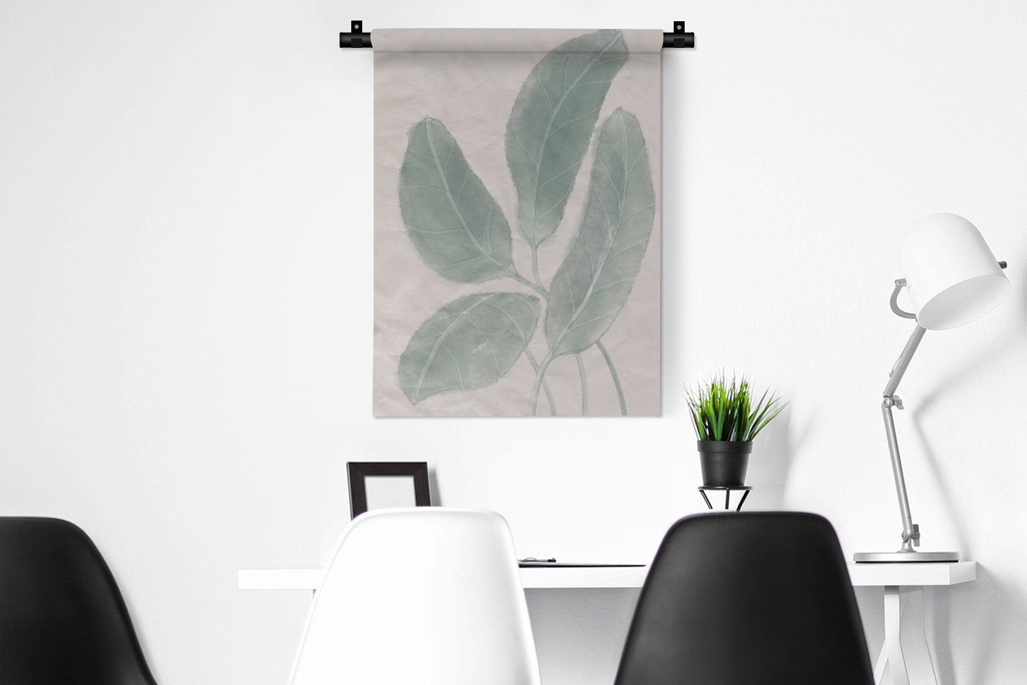 Blätter Wand, Beige, MuchoWow - Wohnzimmer, Deko der an Schlafzimmer Tapisserie, Abstrakt für - Wanddekoobjekt Natur - Pflanzen -