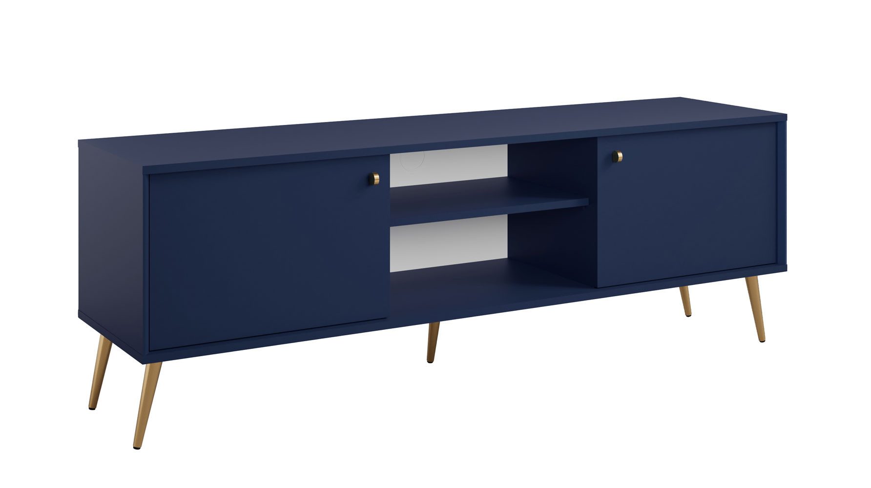 Feldmann-Wohnen Lowboard Rose (2-türig, mit offenen Fächern, 1 St., moderne Optik, 2-türig mit offenen Fächern), 156x40,5x54cm 2-türig marineblau