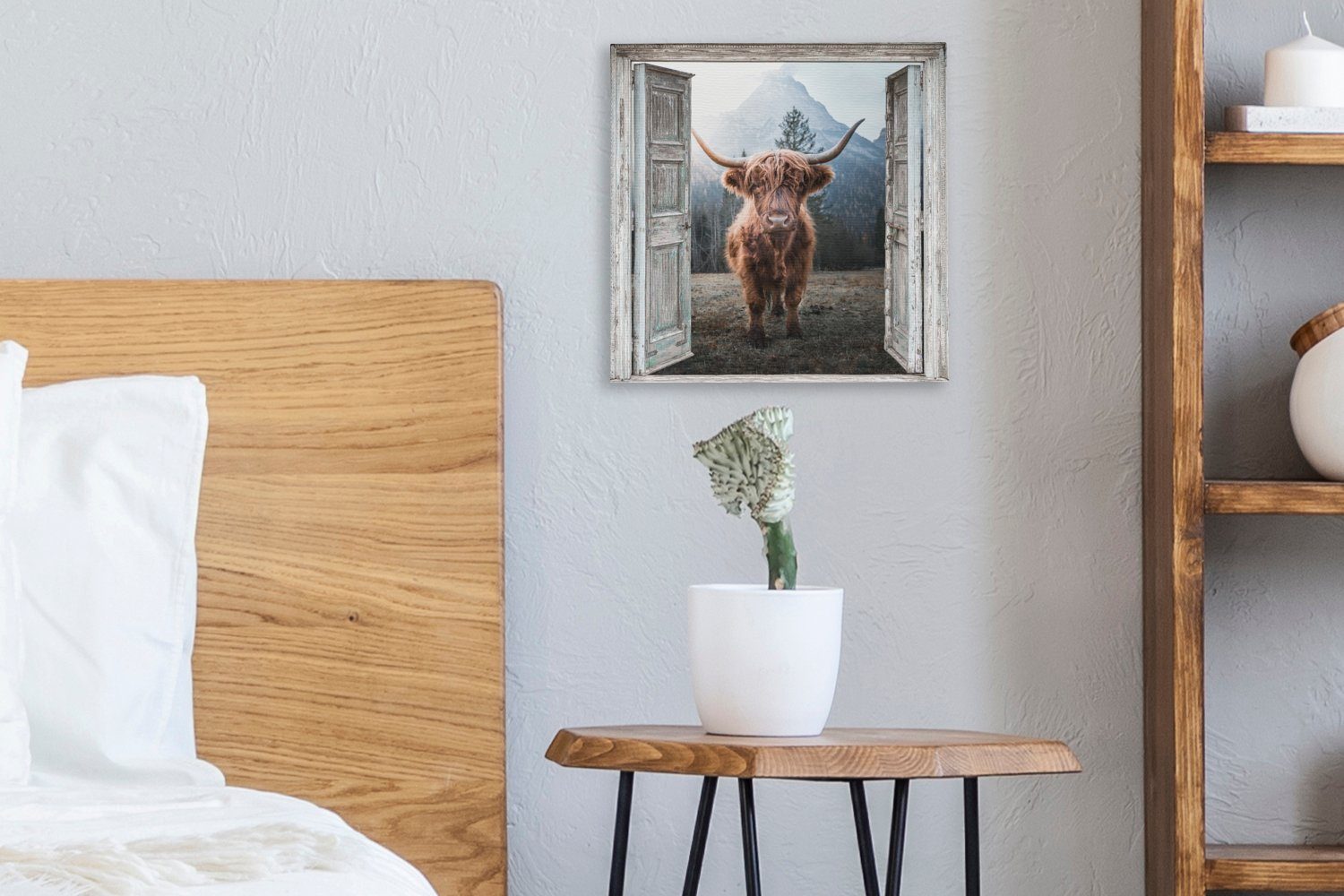 OneMillionCanvasses® Leinwandbild Schottischer Highlander St), Kuh Leinwand - Ländlich Schlafzimmer (1 Wohnzimmer für Bilder - - Ansicht