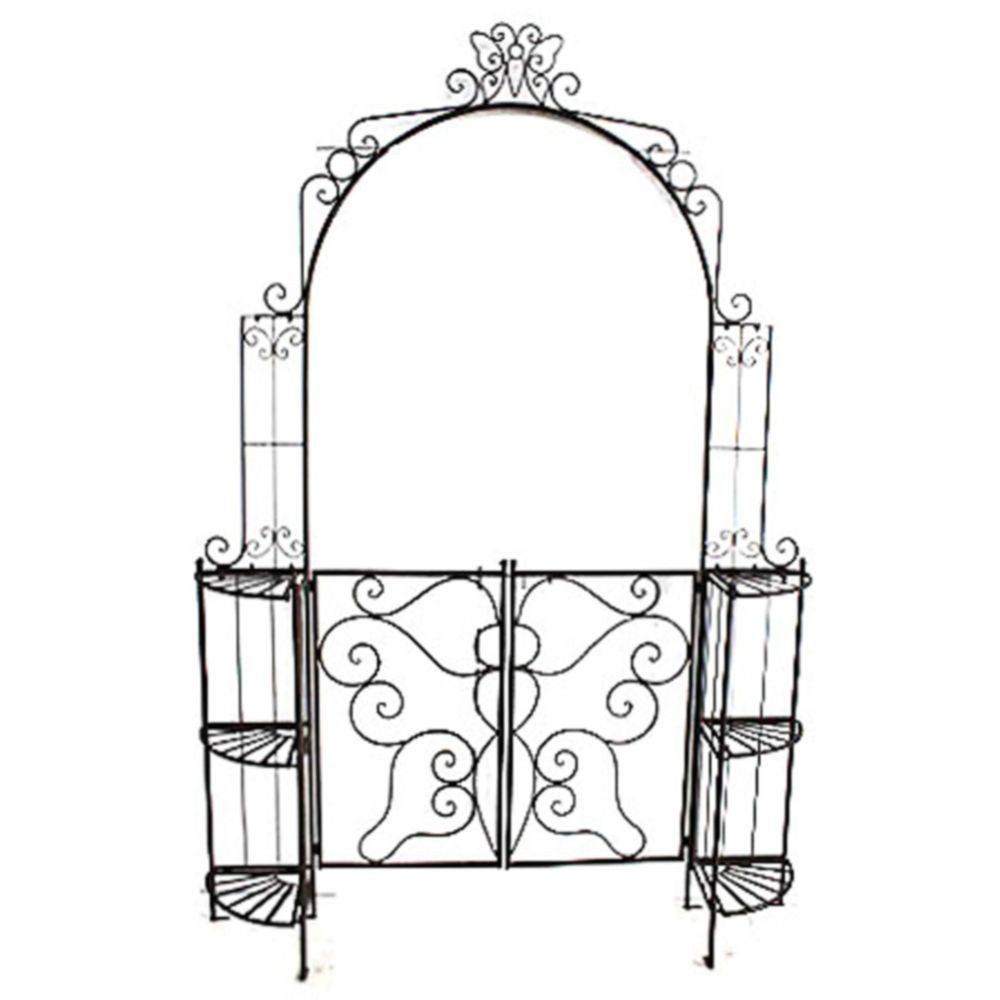 Harms Import Rosenbogen aus Stahl in schwarz. Abmessungen (LxBxH) 156x29x233 cm