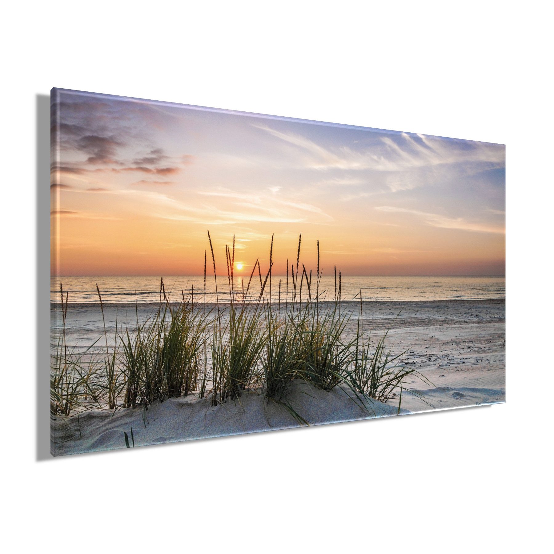 Bönninghoff Leinwandbild Wandbild SONNENUNTERGANG XXL 90x150 cm – Leinwandbild Keilrahmen Deko, Meer, Sonnenuntergang, Strand (1 St), auf Keilrahmen gespannt – Bild 3 von 5