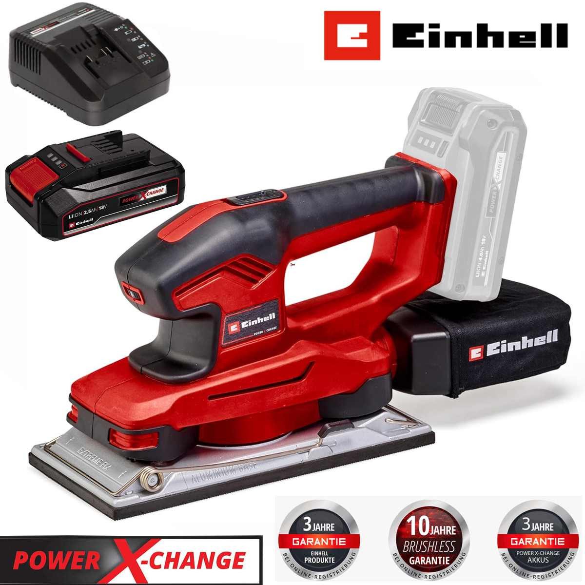 Einhell Schwingschleifer Schwingschleifer TE-OS 18/230 Li Akku 2.5 Ah, 3x Schleifpapier