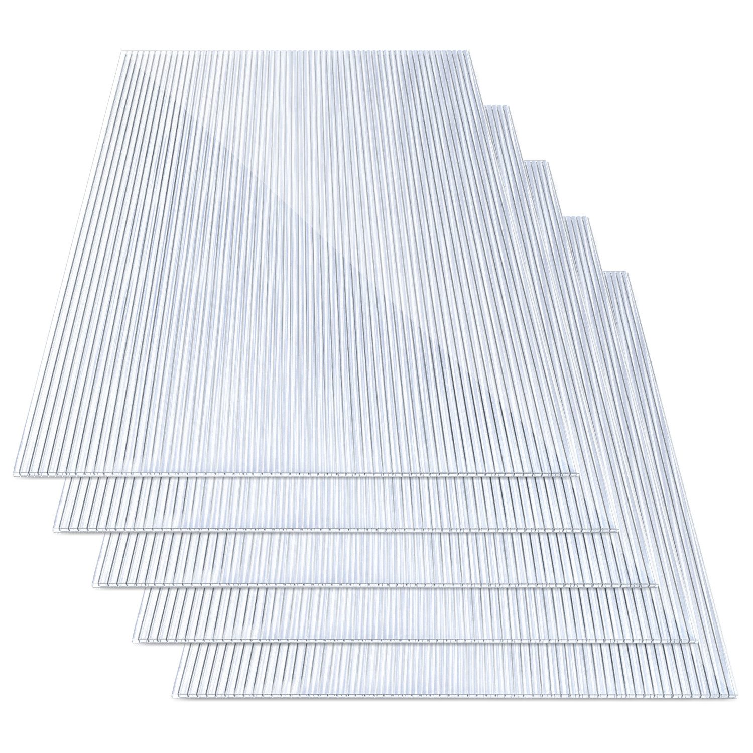 Doppelstegplatte 5x Doppelstegplatten 8mm Zuschneidbar Polycarbonat Klar 121x60,5cm