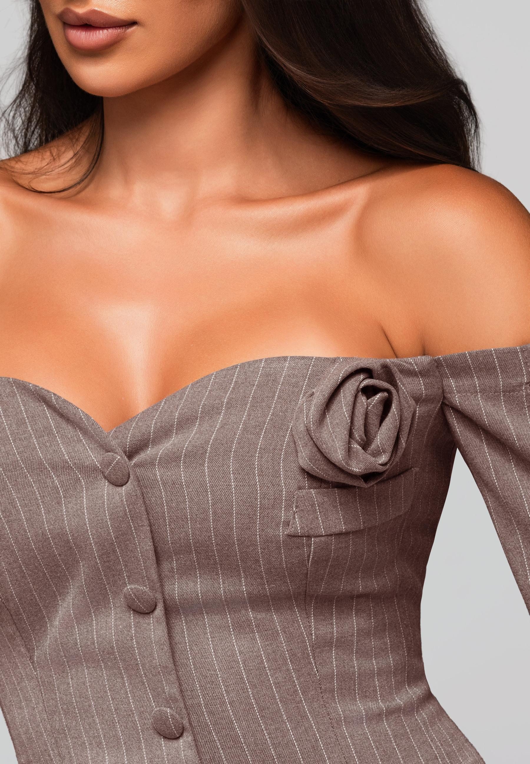 OMBRE Cocktailkleid Schulterfreies Minikleid im Blazerstil