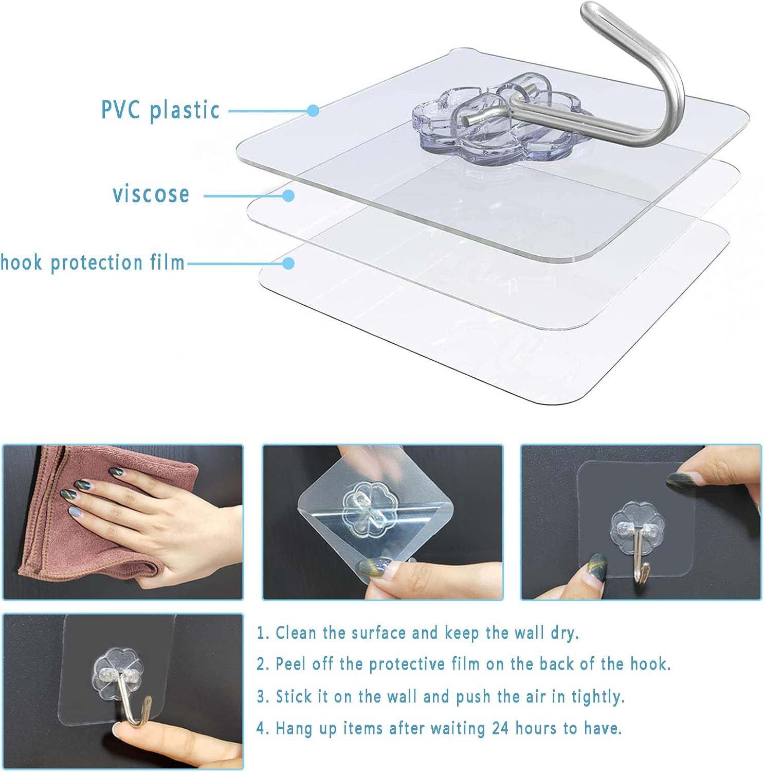 trends for living Garderobenhaken Haken Selbstklebend, 30 Stück Klebehaken Transparent Ohne Bohren (30 St)