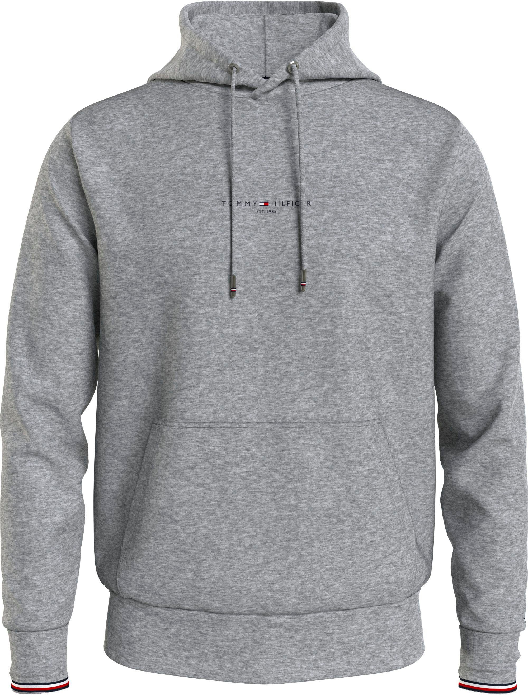 Tommy Hilfiger Hoodie TOMMY LOGO TIPPED HOODY Tommy-Tape innen am Ausschnitt, Flag-Stickerei am Ärmel light grey heather