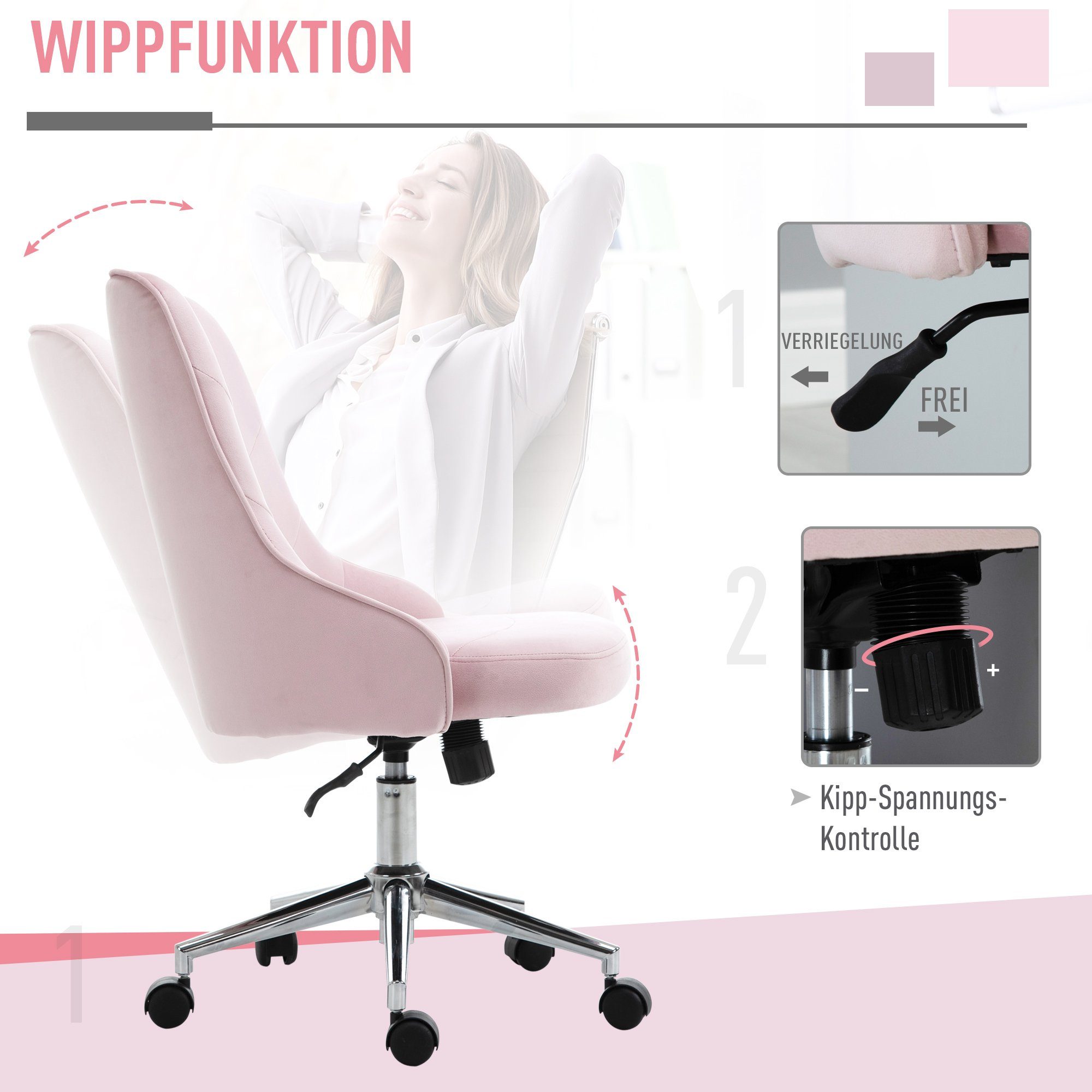 Vinsetto Bürostuhl mit Schreibtischstuhl Wippfunktion