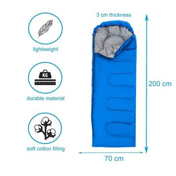 Intirilife Schlafsack, Schlafsack 15 - 20 Grad aus blauem Polyester - 200 x 70 cm