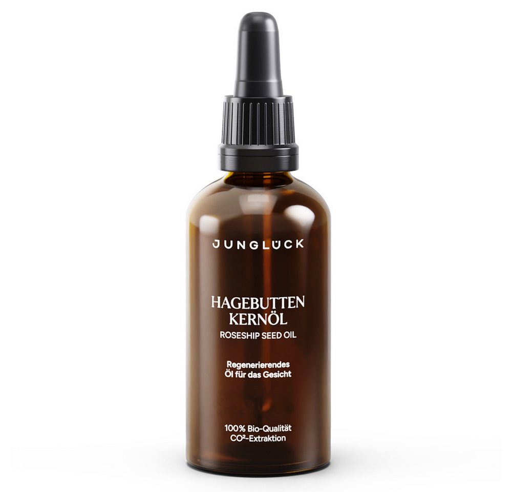 JUNGLÜCK Körperöl BIO Hagebuttenkernöl - Hip Seed Oil, 1-tlg., Regenerierendes Öl für das Gesicht