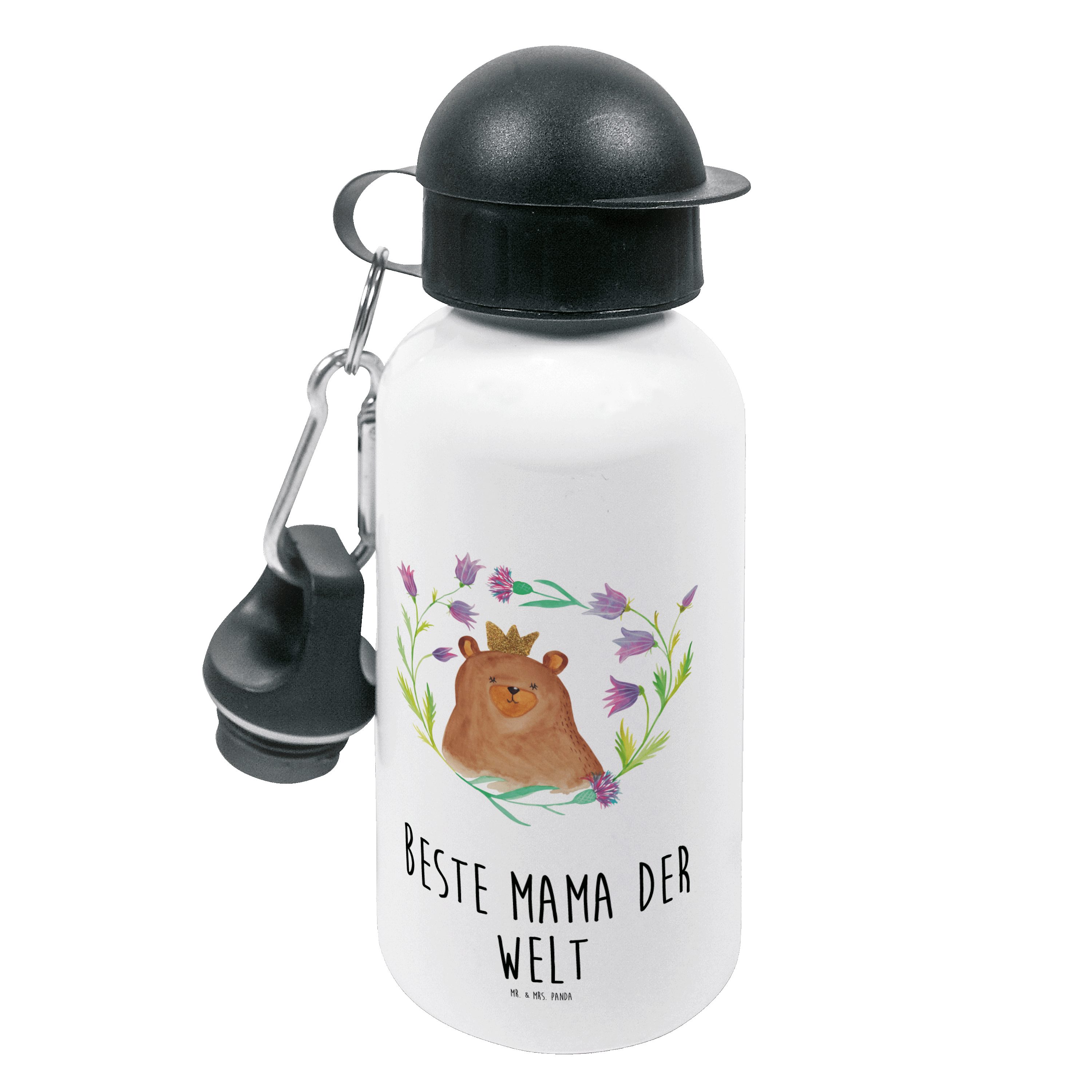 Mr. & Mrs. Panda Trinkflasche Bär Königin - Weiß - Geschenk, Kinderflasche, Teddy, Mutti, Flasche
