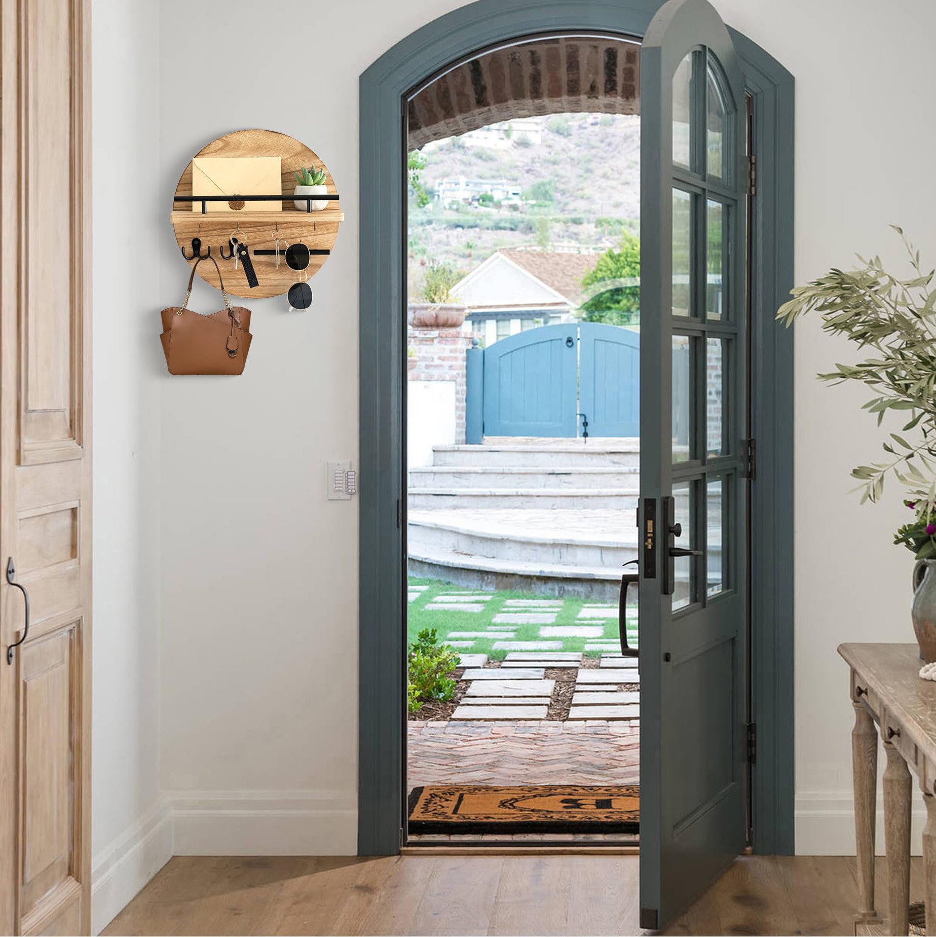 Coonoor Schlüsselbrett mit Regal und Haken, Wandmontierter Postorganizer im günstig online kaufen