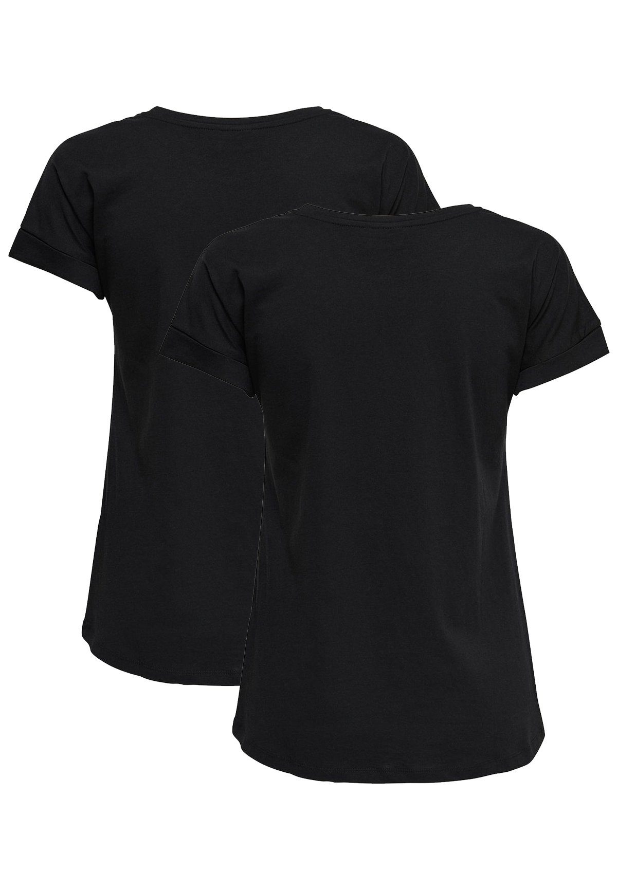 T-Shirt Kurzarm Blusen JACQUELINE 2-er in de Set Basic Pack Stück JDYLOUISA T-Shirt 2655 YONG Schwarz-2 (2-tlg)