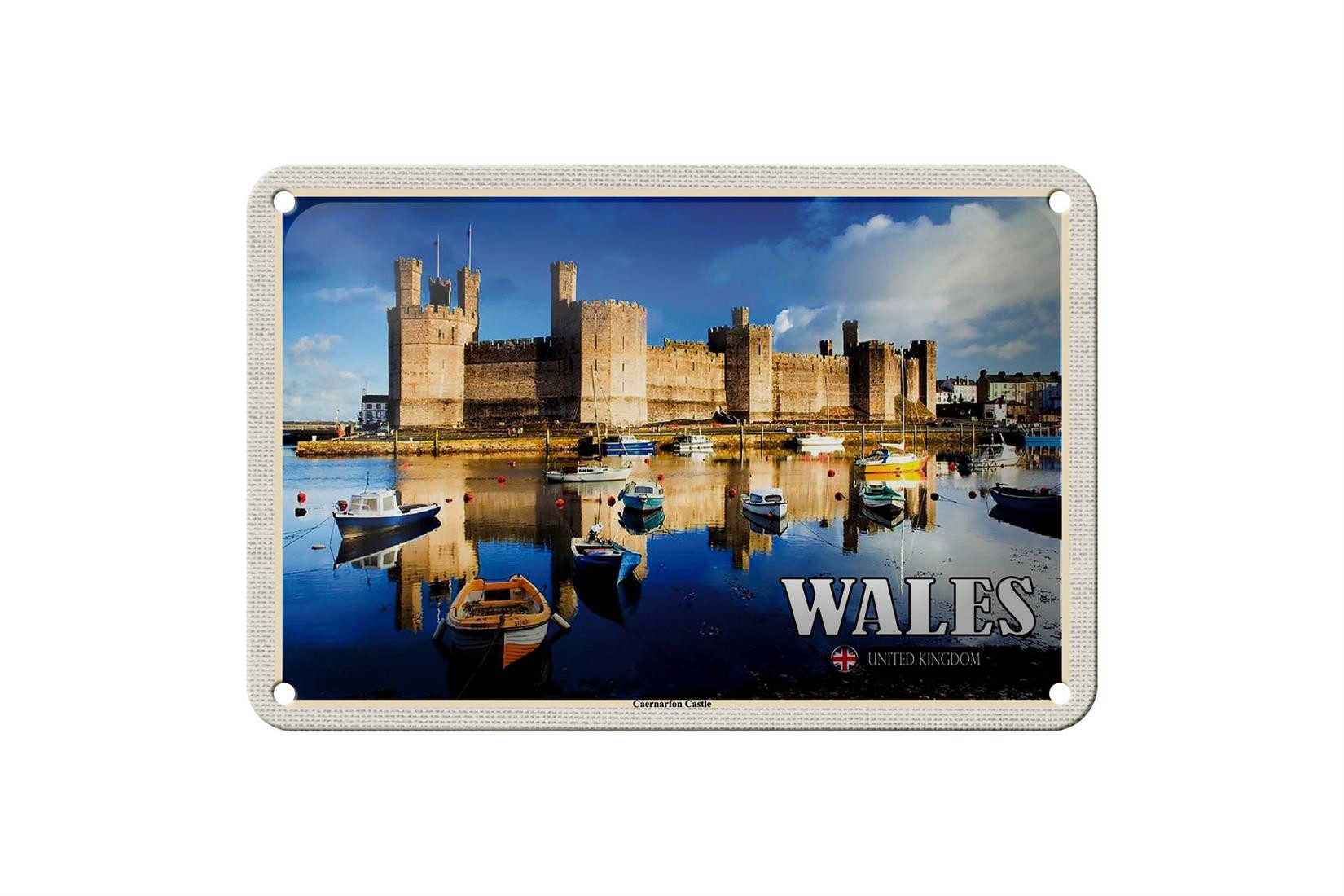 Metallschild Reise 18x12cm Wales United Kingdom Caernarfon Castle