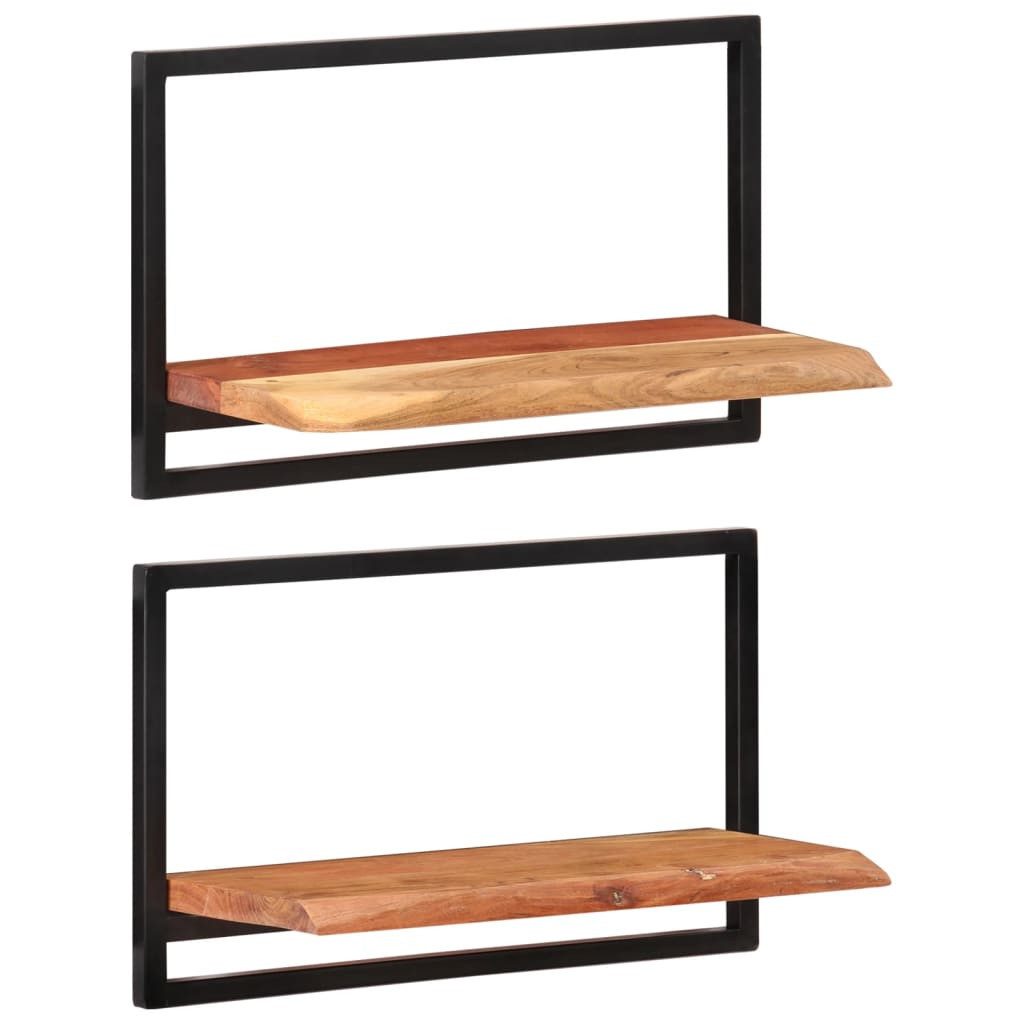 vidaXL Wandregal 60 x 25 x 35 cm Wandregale 2 Stk 60x25x35 cm Massivholz Akazie und Sta