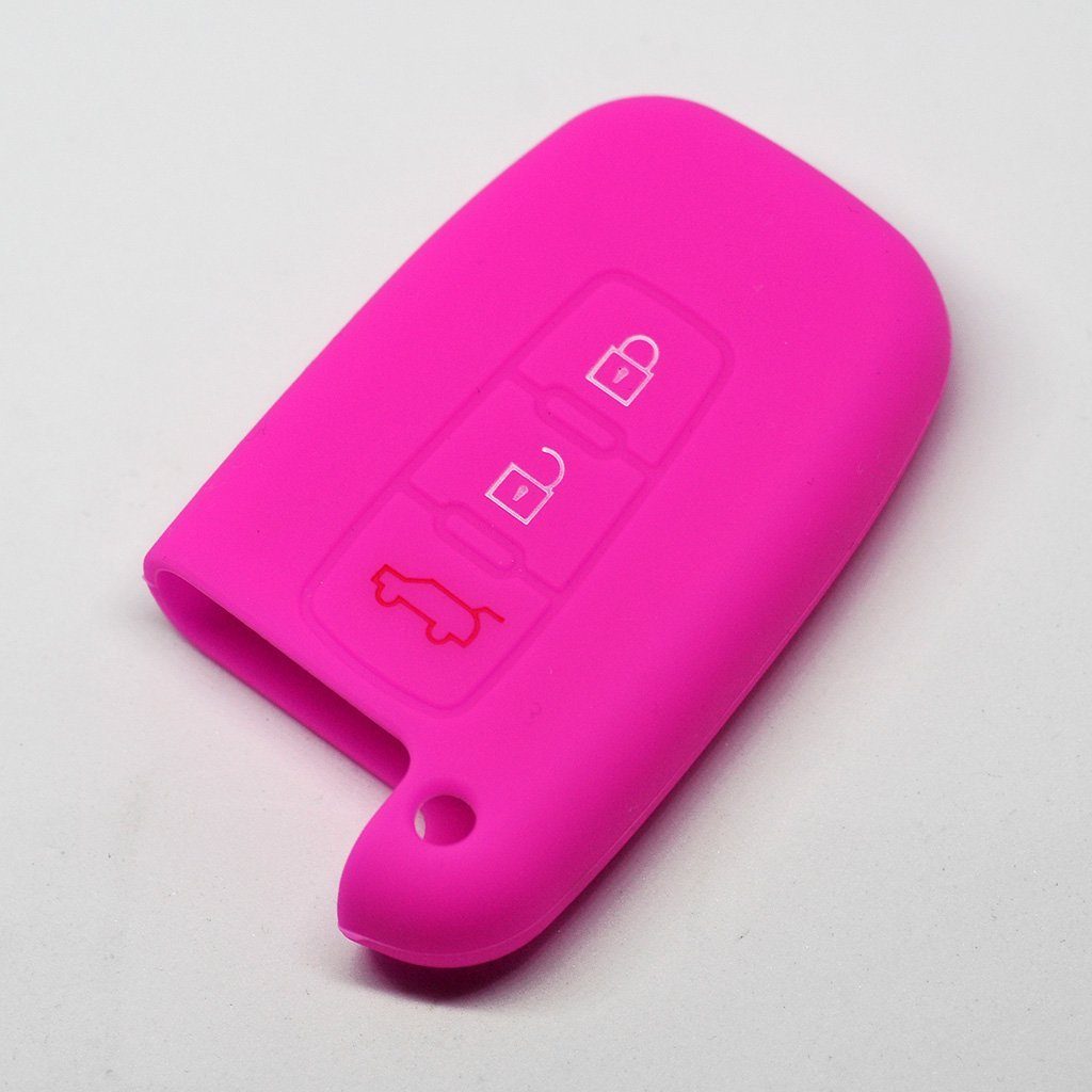 mt-key Schlüsseltasche Autoschlüssel Softcase Silikon Schutzhülle Pink, für Hyundai Genesis Sonata KIA Optima Sportage KEYLESS SMARTKEY