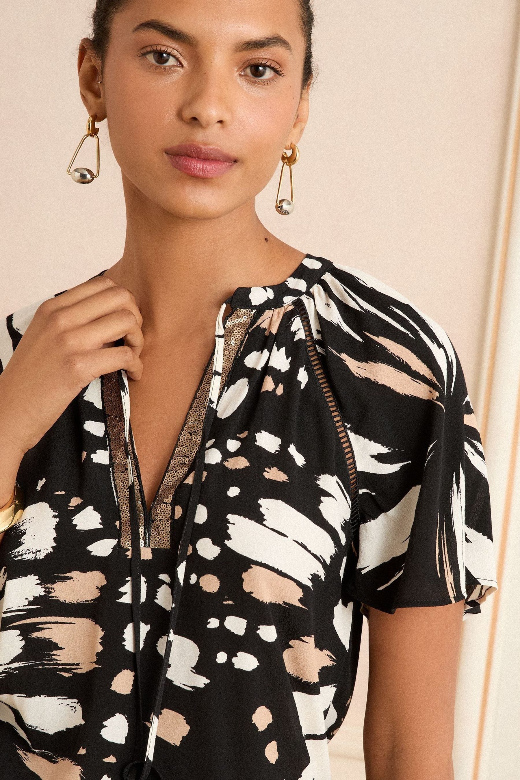 Love & Roses Paillettenshirt Love & Roses Bluse mit Pailletten, Regular (1-tlg)