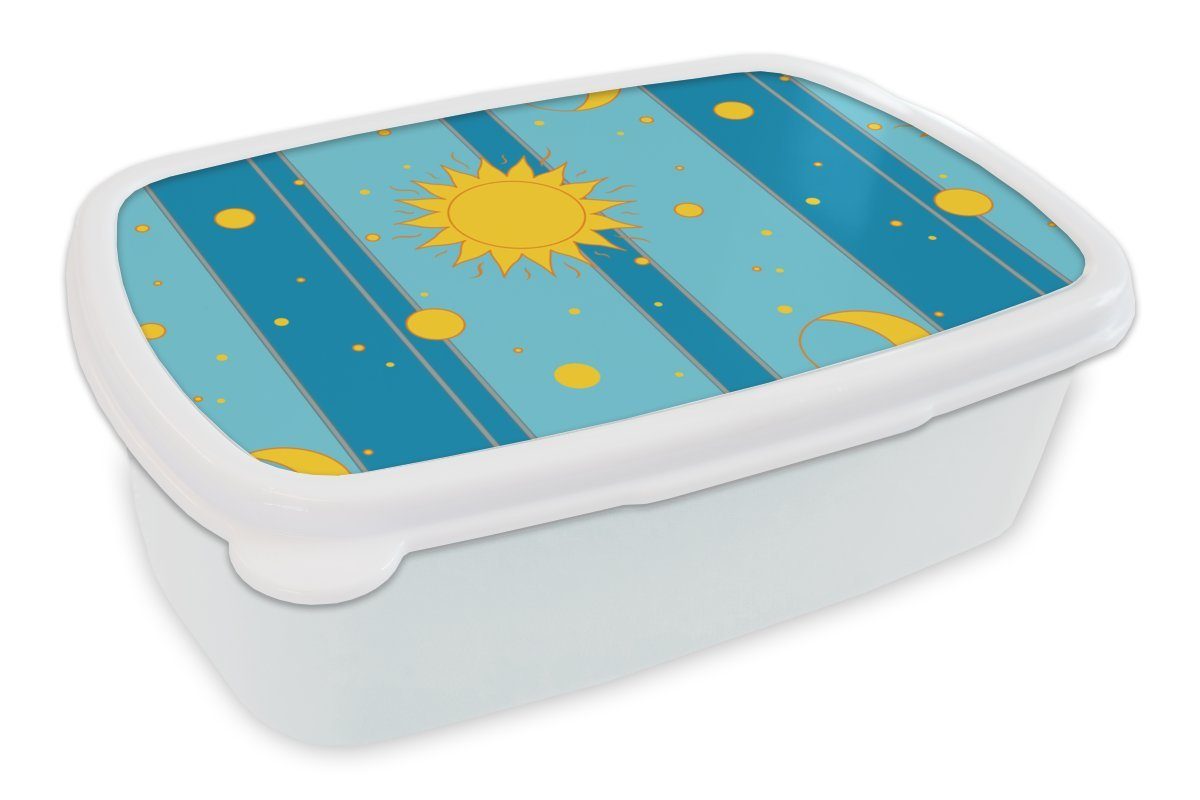 und Design, Erwachsene, MuchoWow weiß für für Brotbox Lunchbox Jungs (2-tlg), und Brotdose, - Mond Mädchen Sonne Kinder Kunststoff, -