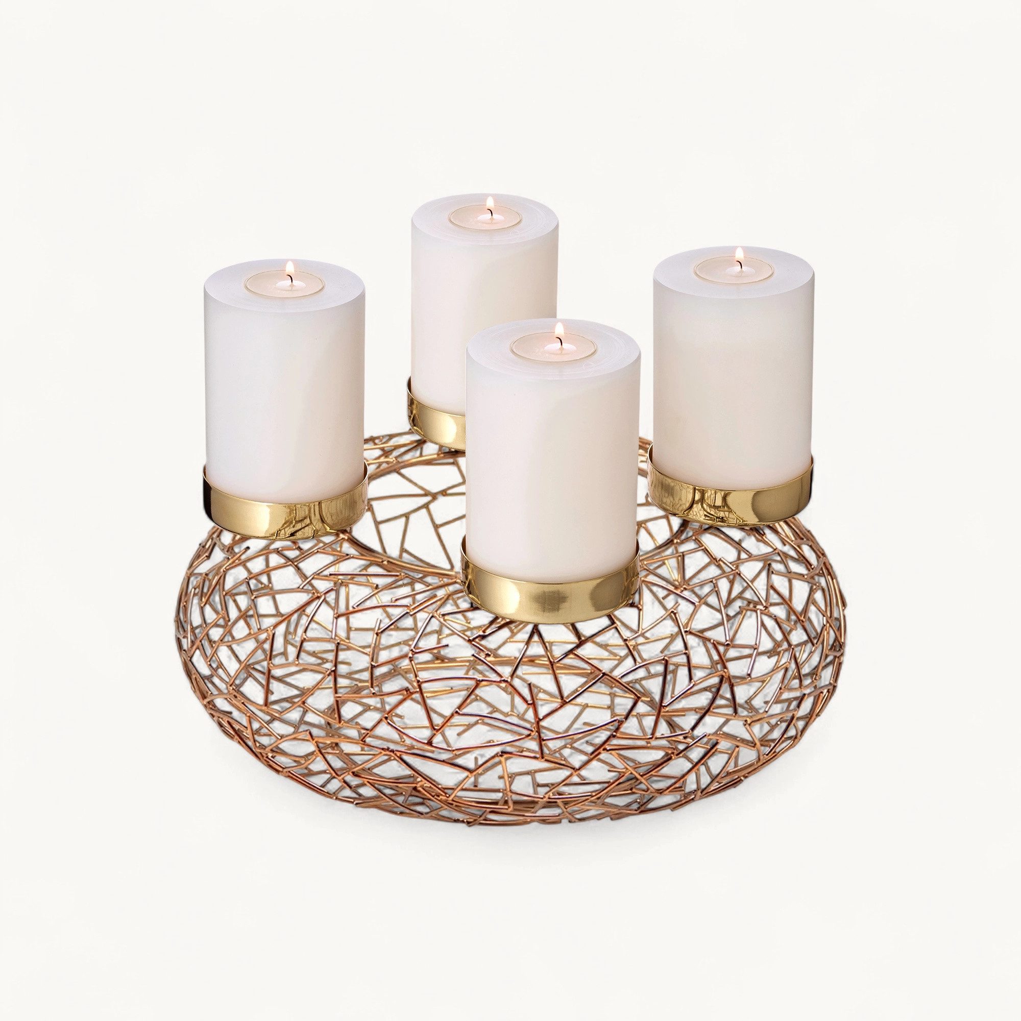 EDZARD Adventskranz Milano, (34 cm) Kerzenhalter für 4 Stumpenkerzen á Ø 8 cm, vernickelt