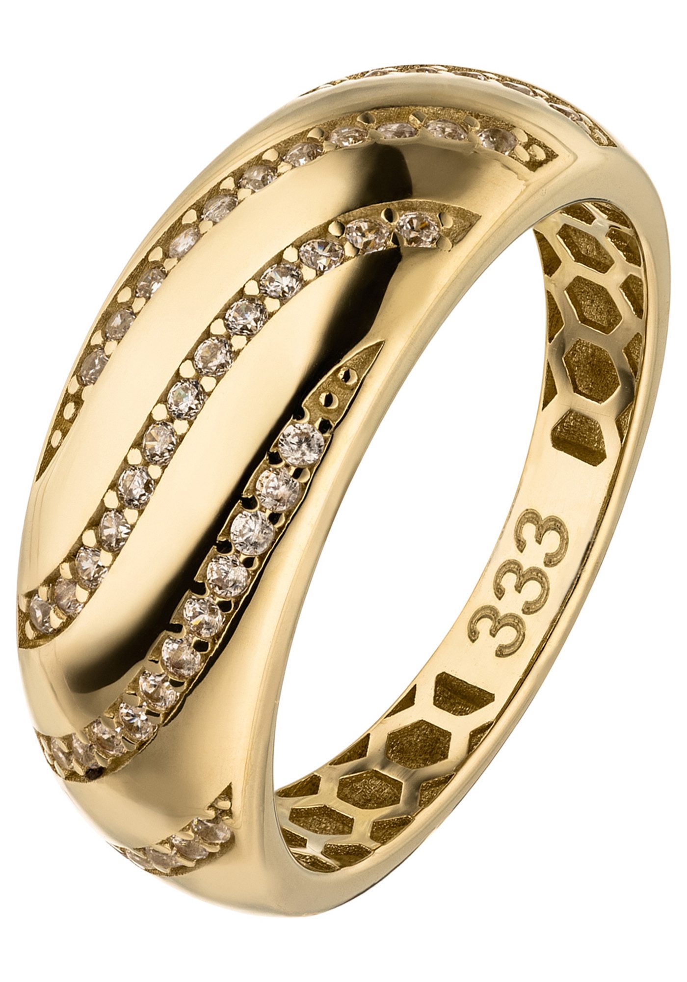 JOBO Goldring Ring Damenring 7,9 mm breit, 333 Gold mit 45 Zirkonia