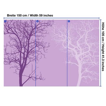 wandmotiv24 Fototapete Violett Baum Silhouetten, glatt, Wandtapete, Motivtapete, matt, Vliestapete