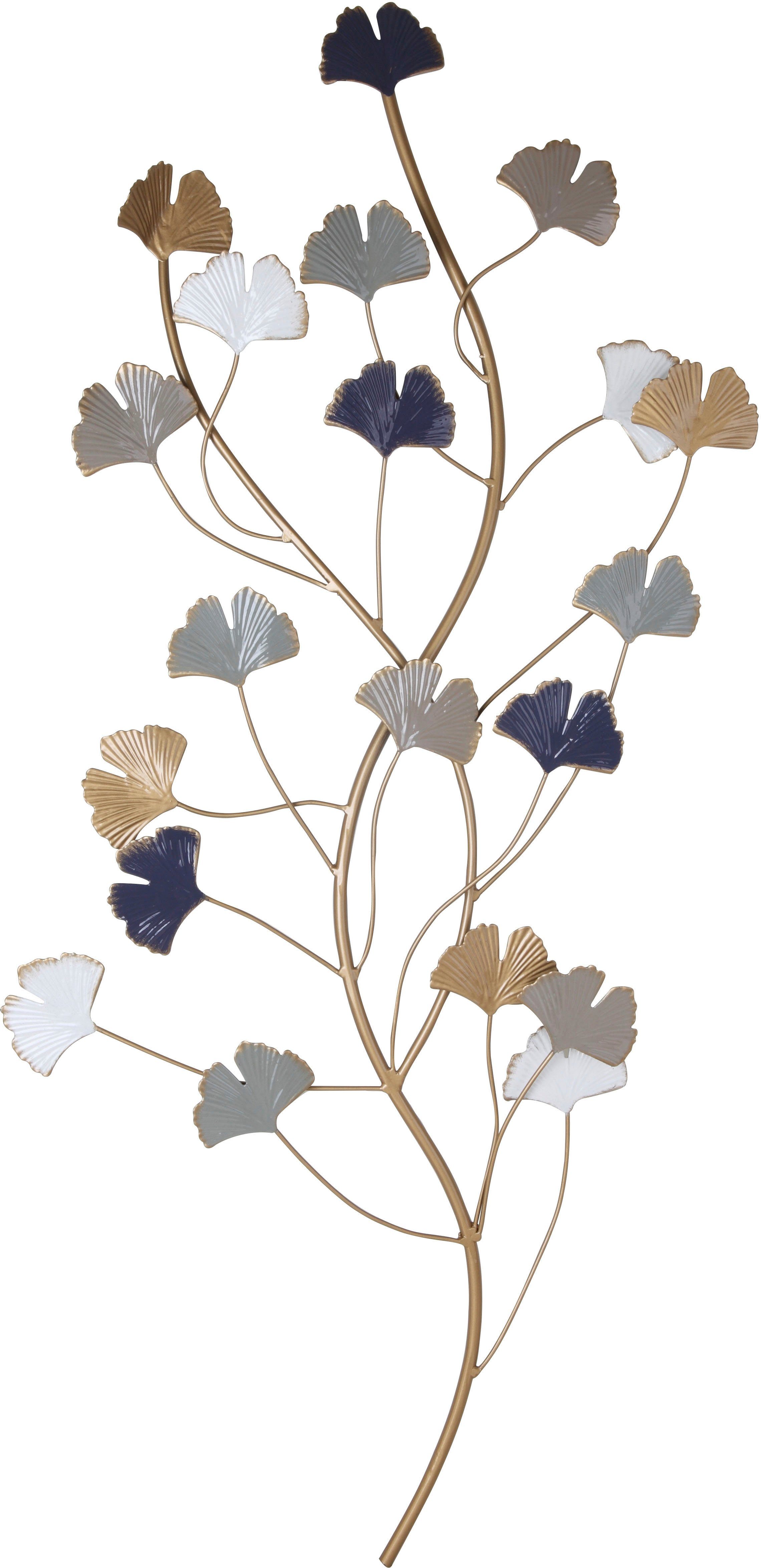 OTTO home Wanddekoobjekt Gingko Blätter, florale Dekoration, hochwertige Wanddeko, aus Metall, ca.91cm hoch