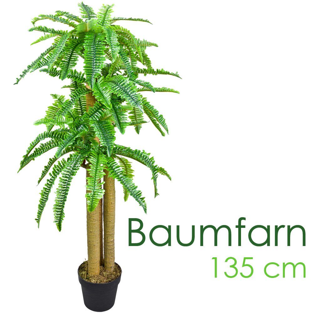 Kunstpflanze Baumfarn Kunstpflanze Kunstbaum Künstliche Pflanze mit Topf 135 cm Decovego, Decovego