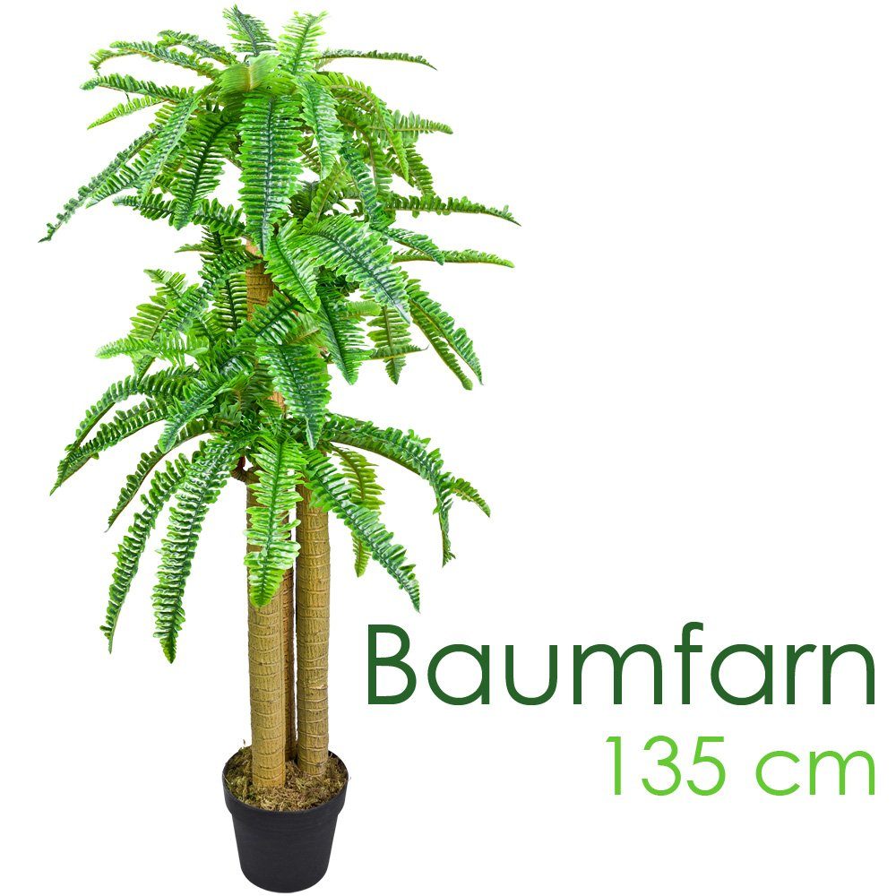 Kunstbaum Baumfarn Kunstpflanze Kunstbaum Künstliche Pflanze mit Topf 135 cm