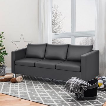 COSTWAY 3-Sitzer Couchgarnitur, mit Kissen, für Zuhause und Büro, Grau