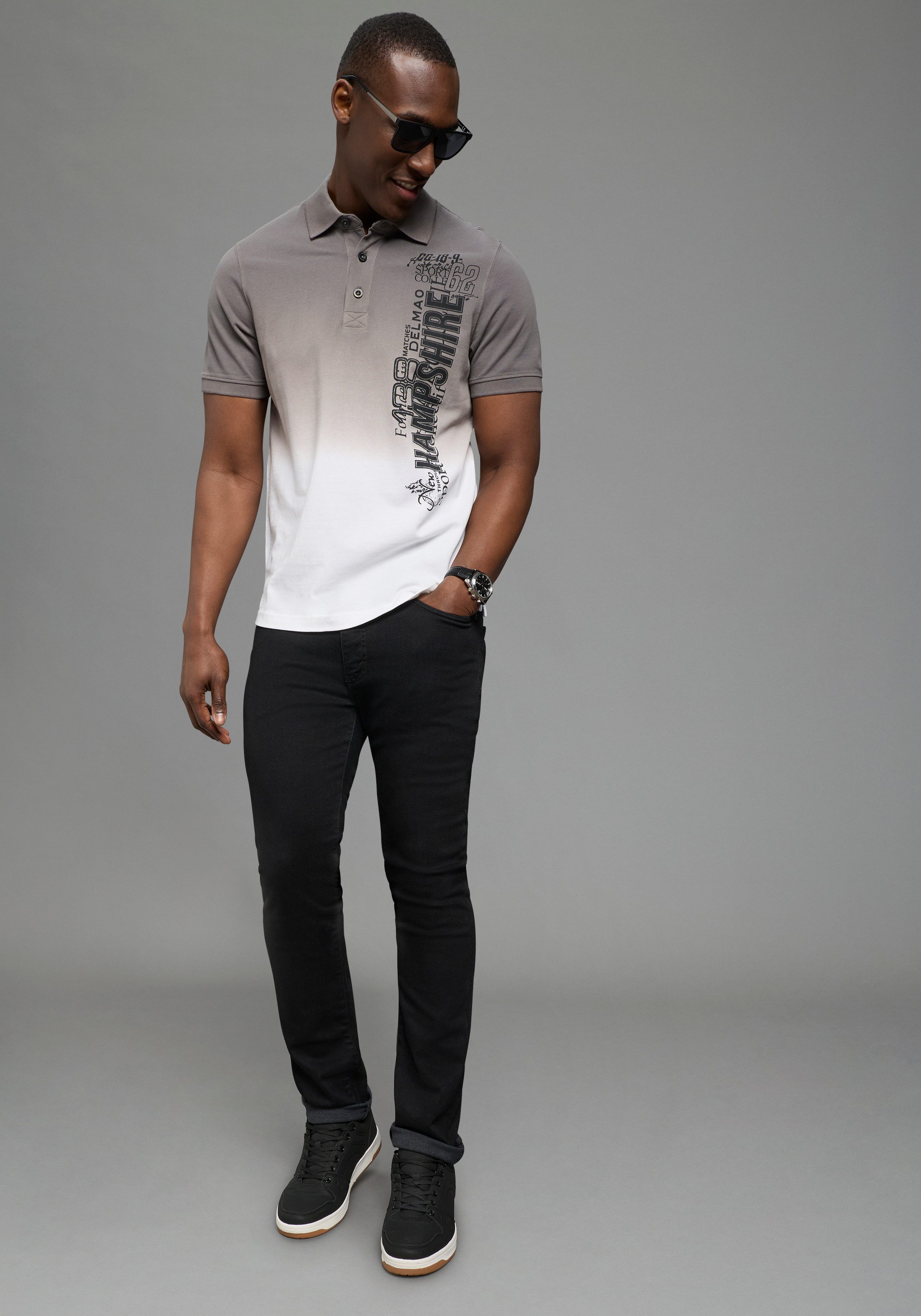 DELMAO Poloshirt kurzärmelig, lässiges Batikmuster, Polokragen günstig online kaufen