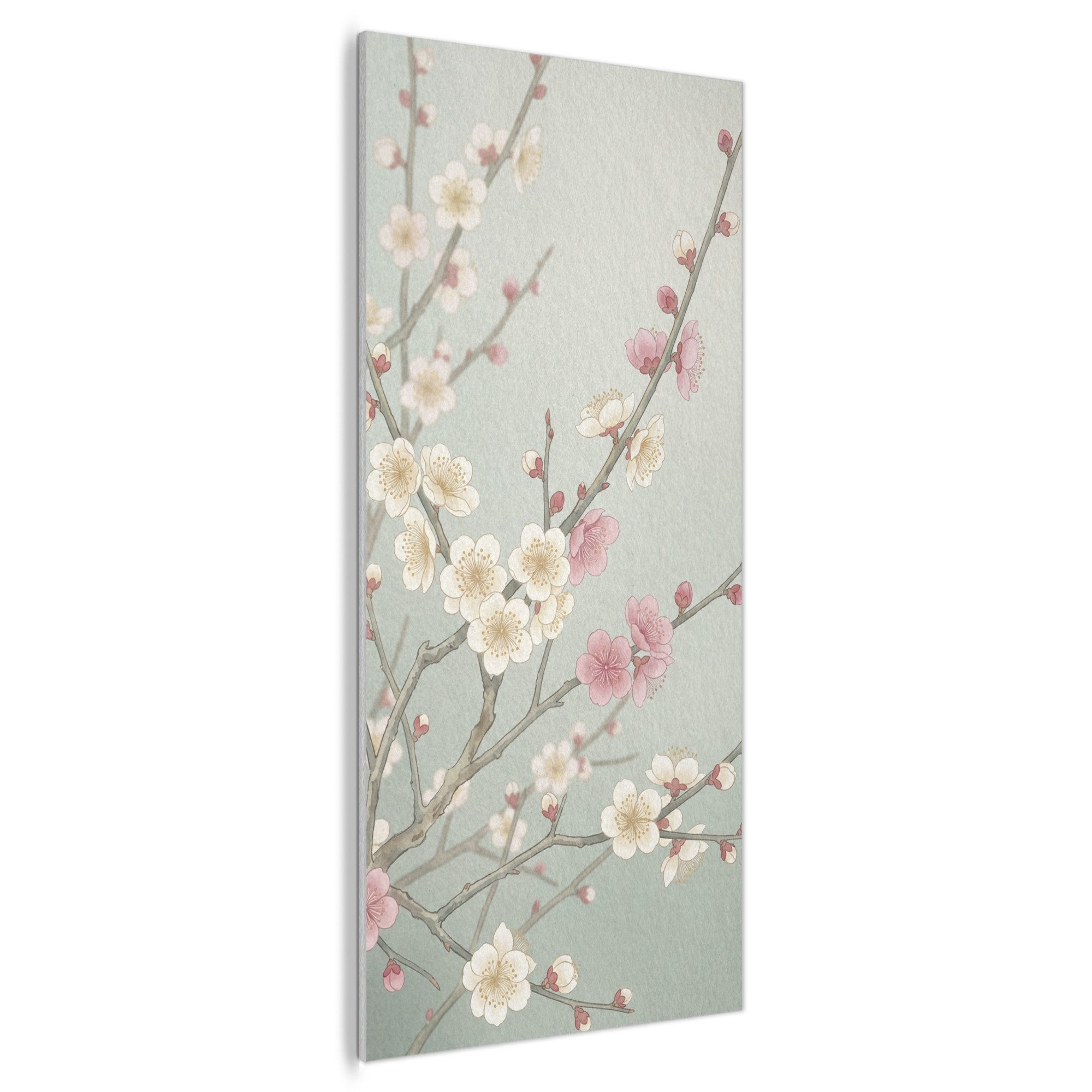 MuchoWow Gemälde Kirsche - Blüte - Grün, Fotodruck (1 St), Akustikpaneele Rund, Akustikbild, Schalldämmung, Deko 60x120 cm