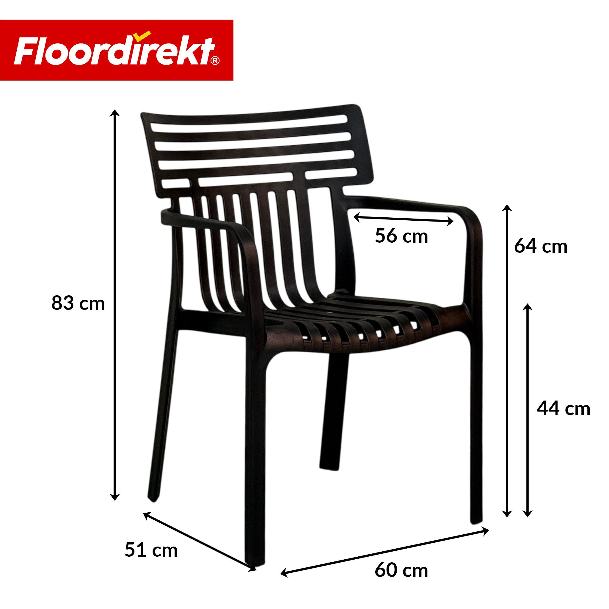 Floordirekt Gartenstuhl Designstuhl Terrano stapelbar aus Kunststoff wetterfest UV-beständig (1 Stuhl oder 6-er Set), verschiedene Farben