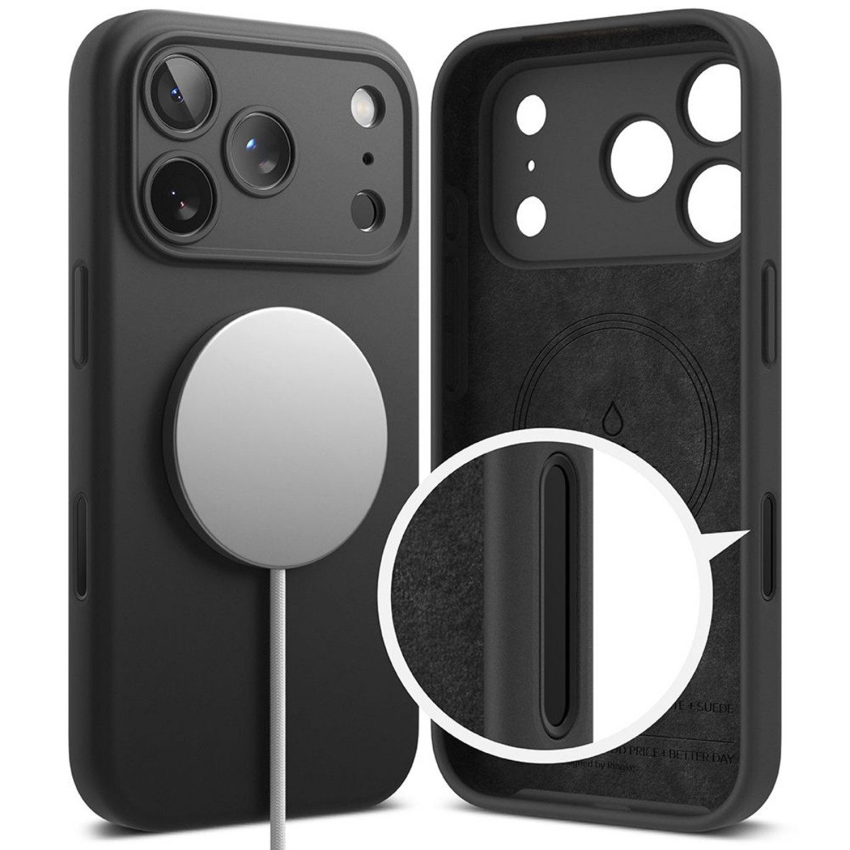 Ringke Handyhülle Silikon Schwarz mit Magnetfunktion Kompatibel mit iPhone 17 Pro Max 6,9, Weiche Silikonhaptik mit integrierter Magnetfunktion