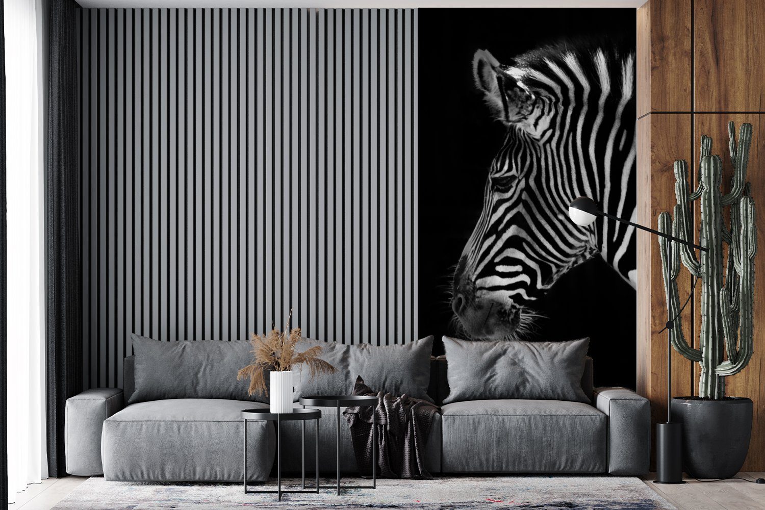MuchoWow Fototapete (2 Schlafzimmer St), Wohnzimmer Zebra Tiere Fototapete - Matt, - Schwarz, für Küche, bedruckt, Wilde Vliestapete