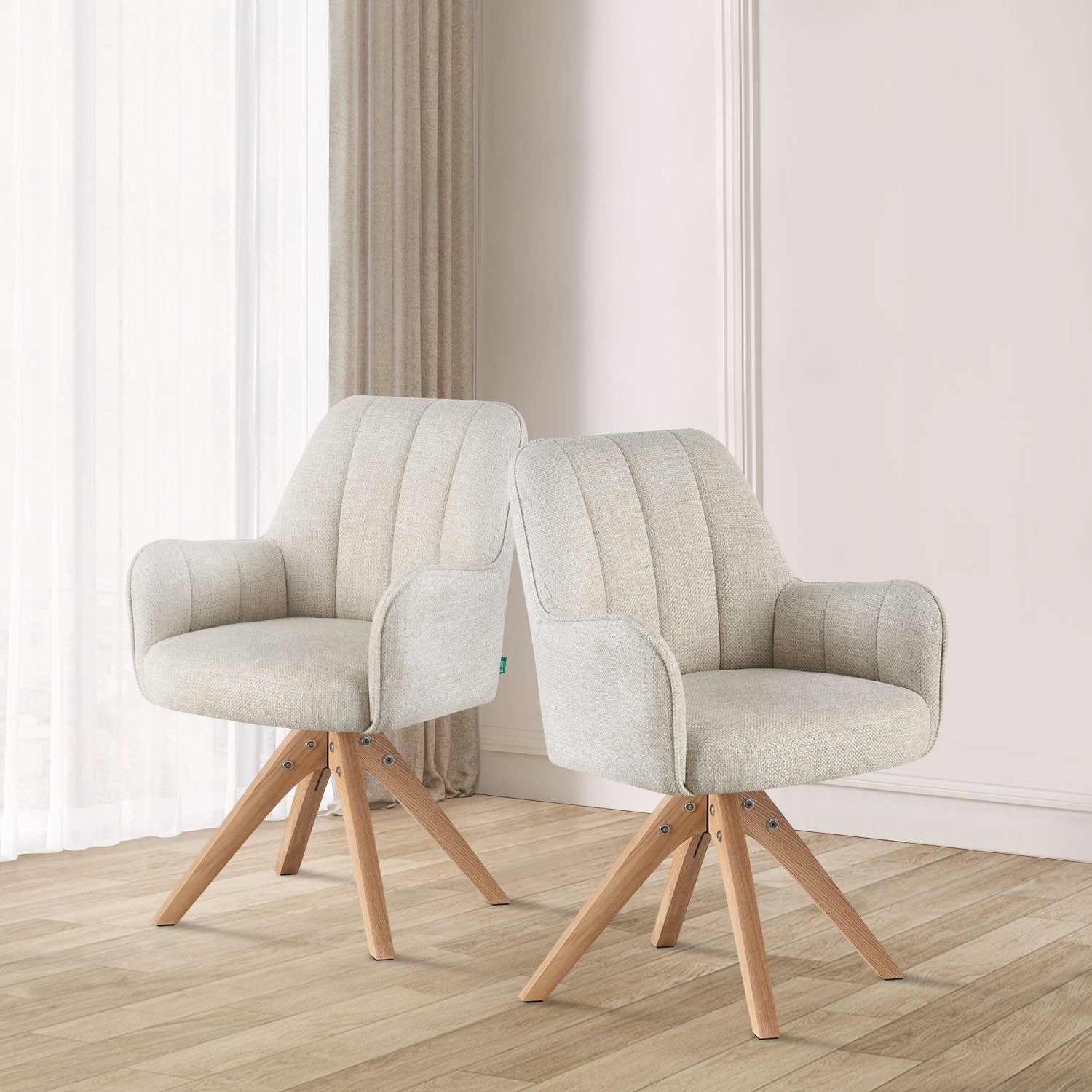 DUBI Möbel Polsterstuhl THOMAS-FINA, 360° drehbar Massivholz Eiche Natur 2e günstig online kaufen