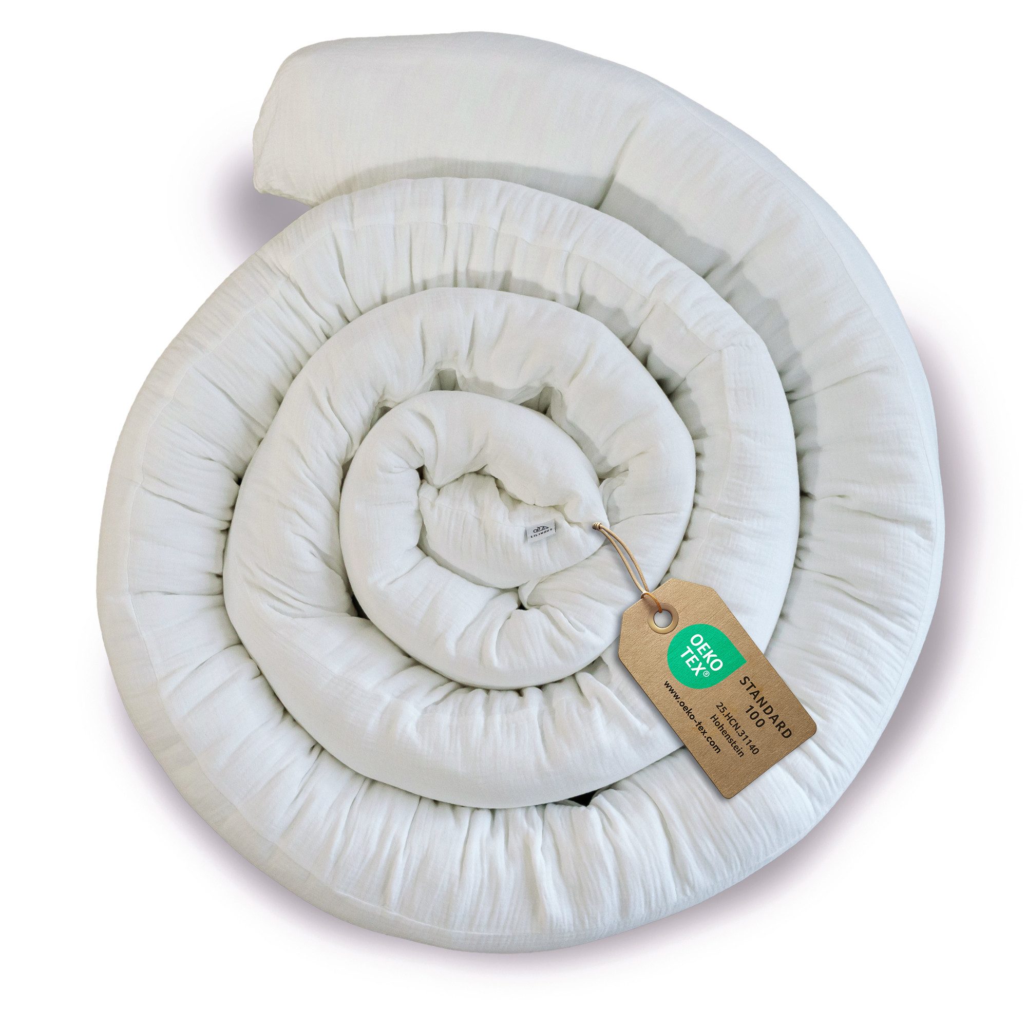 lilimaus Nestchenschlange Bettschlange für Babybett aus Musselin - 200, 300 & 400 cm, (1-tlg), Randschutz & Kuschelrolle mit Befestigungs-Schlaufen - Ø ca. 10-12 cm