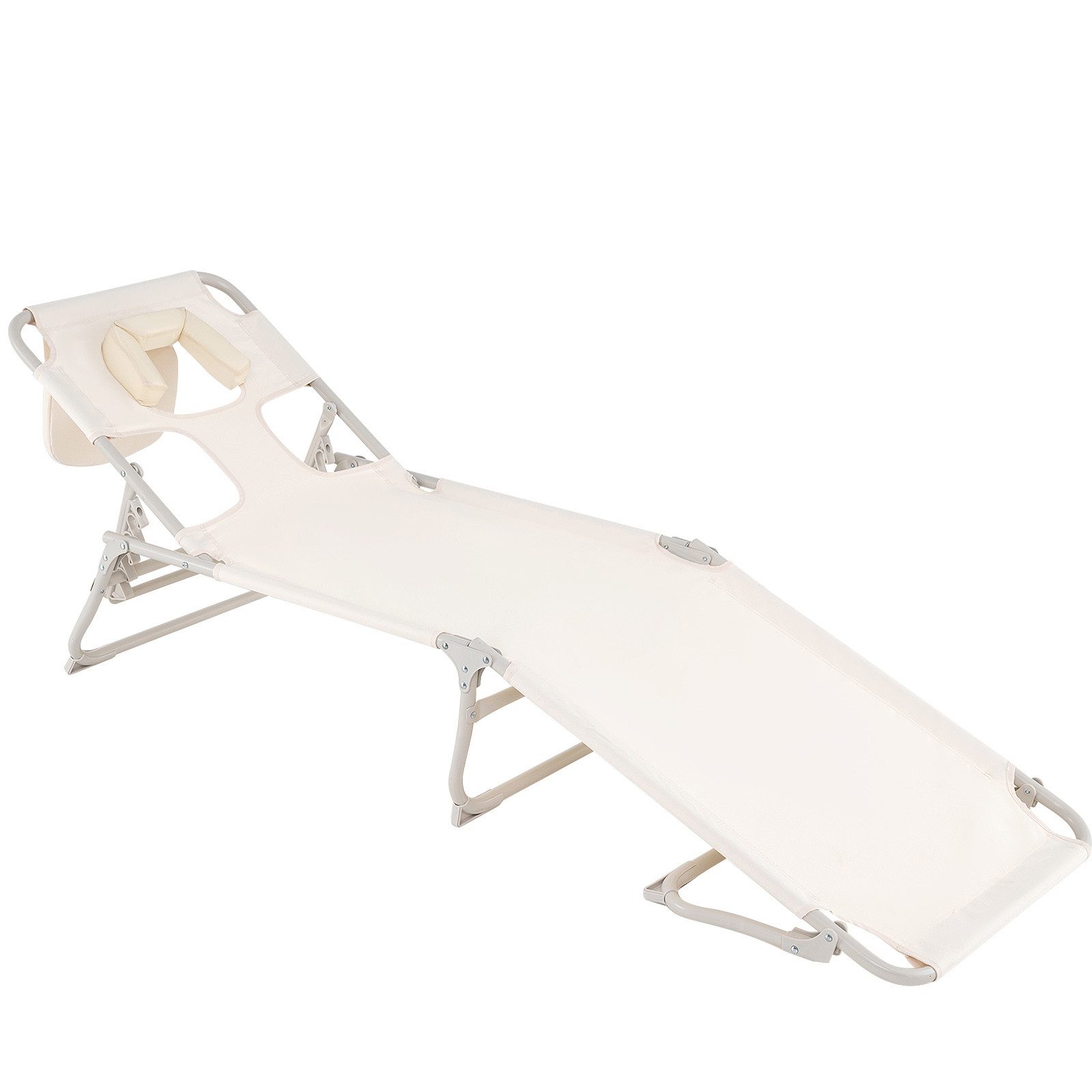 COSTWAY Gartenliege, Sonnenliege klappbar & verstellbar mit Öffnungen