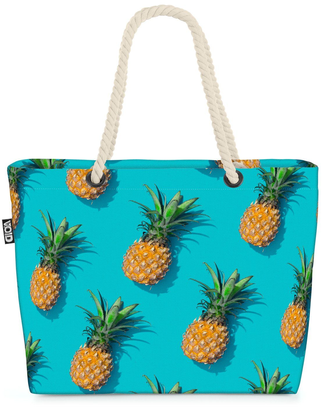 VOID Strandtasche (1-tlg), Summer Pineapple Beach Bag Blau Ananas Südfrucht Früchte Essen Kochen Küche