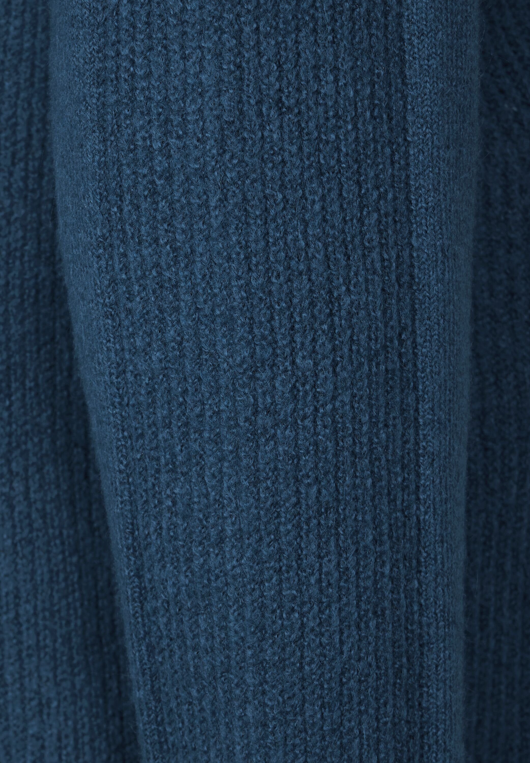 Melange-Optik blue Rippstrick-Muster, STREET atlantic Strickpullover ONE Damenpullover