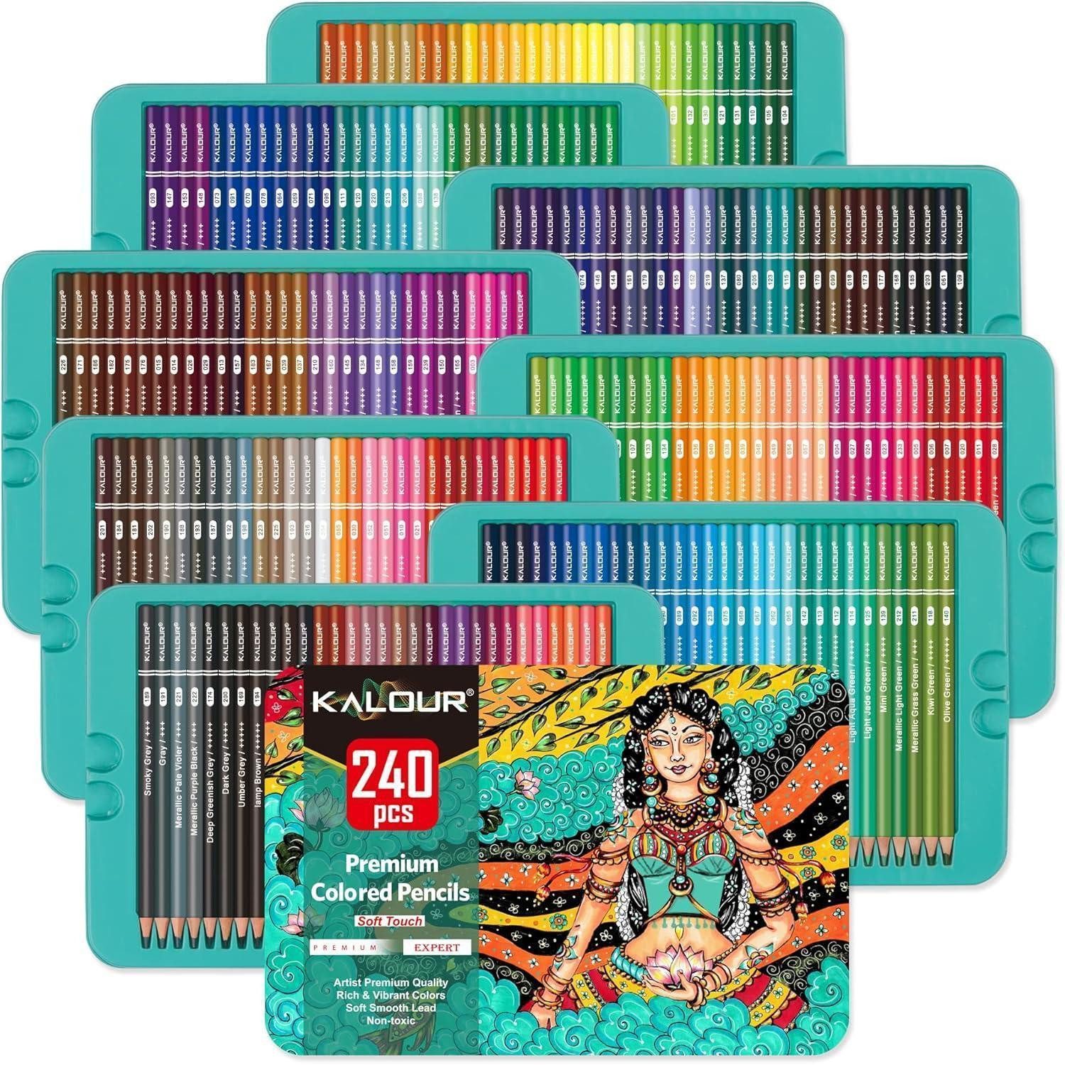 KALOUR Buntstift Professionelle Buntstifte Set 240 Farben weicher Kern lebendige Farben