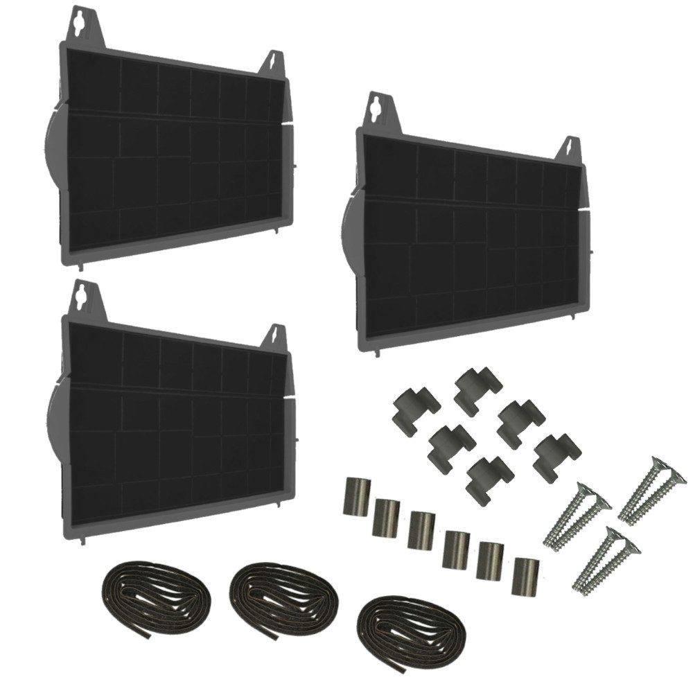 Trade-Shop Aktivkohlefilter 3x passend für Bosch DHZ1100, Siemens LZ11000, Neff Z5110X3, Zubehör für BSH-Gruppe 460736, 00460736, 571858, 00571858, 571856, 00571856, Maße (L x B x H): ca. 450 x 320 x 40mm