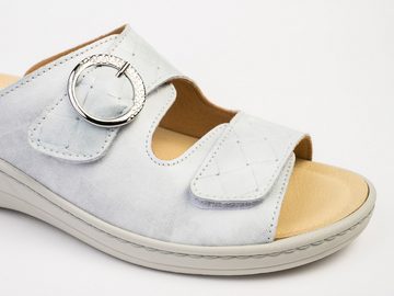 Franken-Schuhe Artikel: 3040-F1 Farbe: silber Damen Pantolette (Weite H, echt Leder) lose Einlage