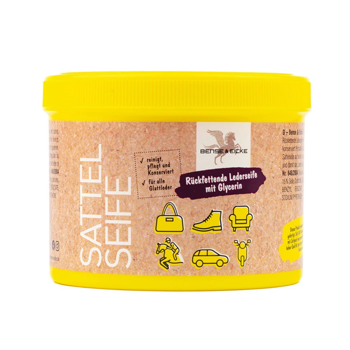 Bense & Eicke Sattelseife mit Schwamm, 500 ml Lederpflege